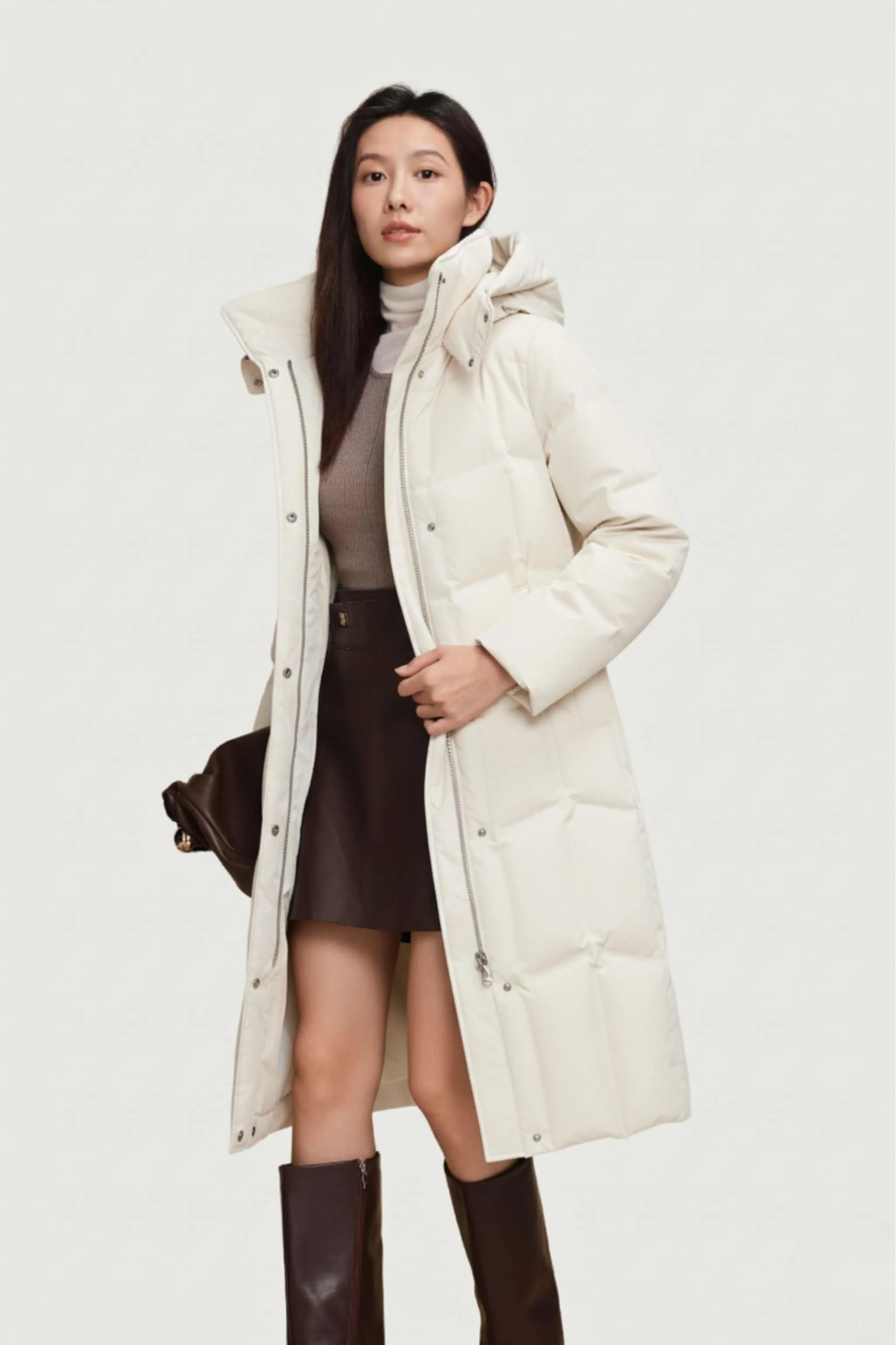 Women's Long Hooded Goose Down Jacket 146 - Image 3