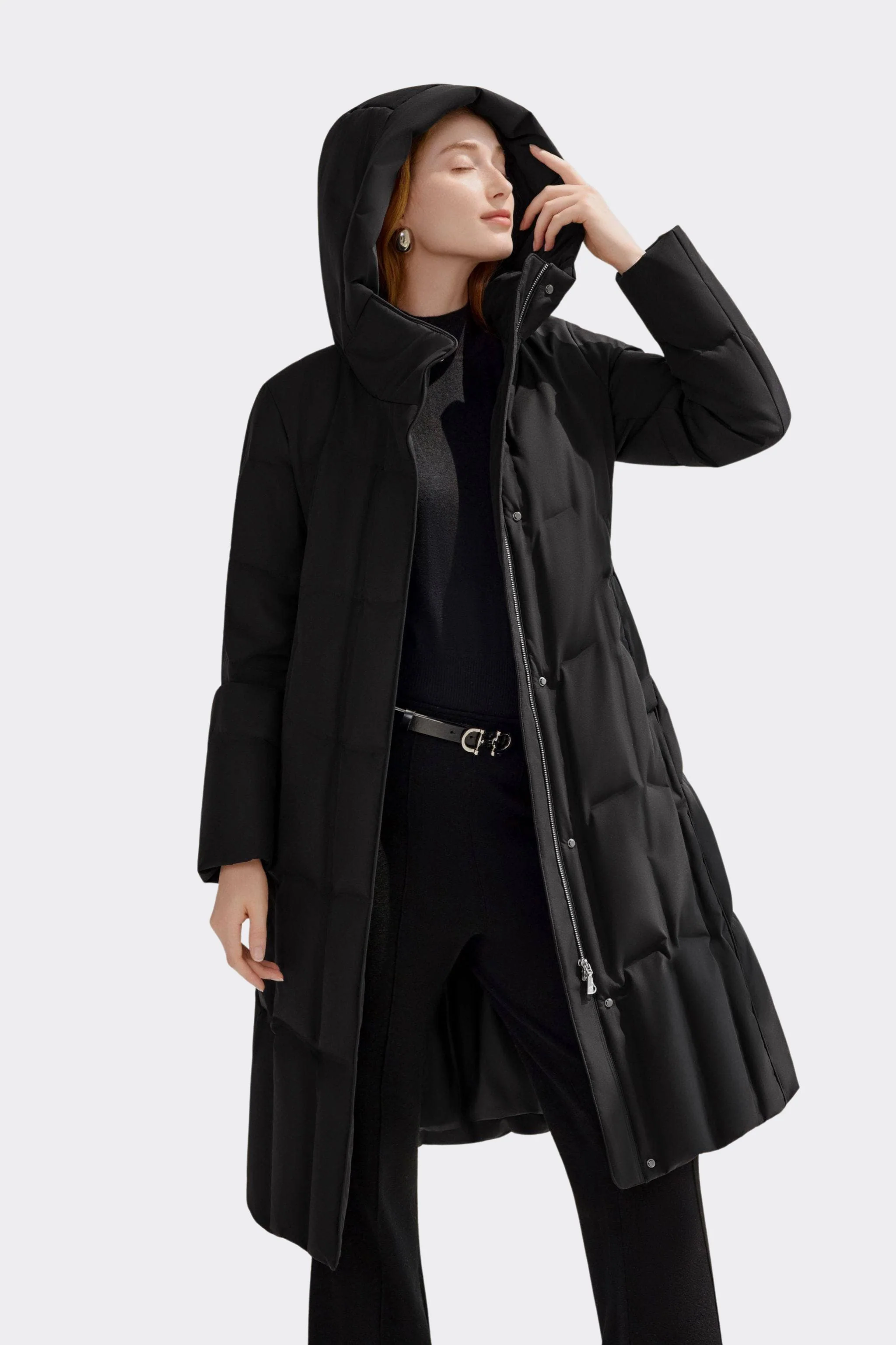 Women's Long Hooded Goose Down Jacket 146 - Image 33
