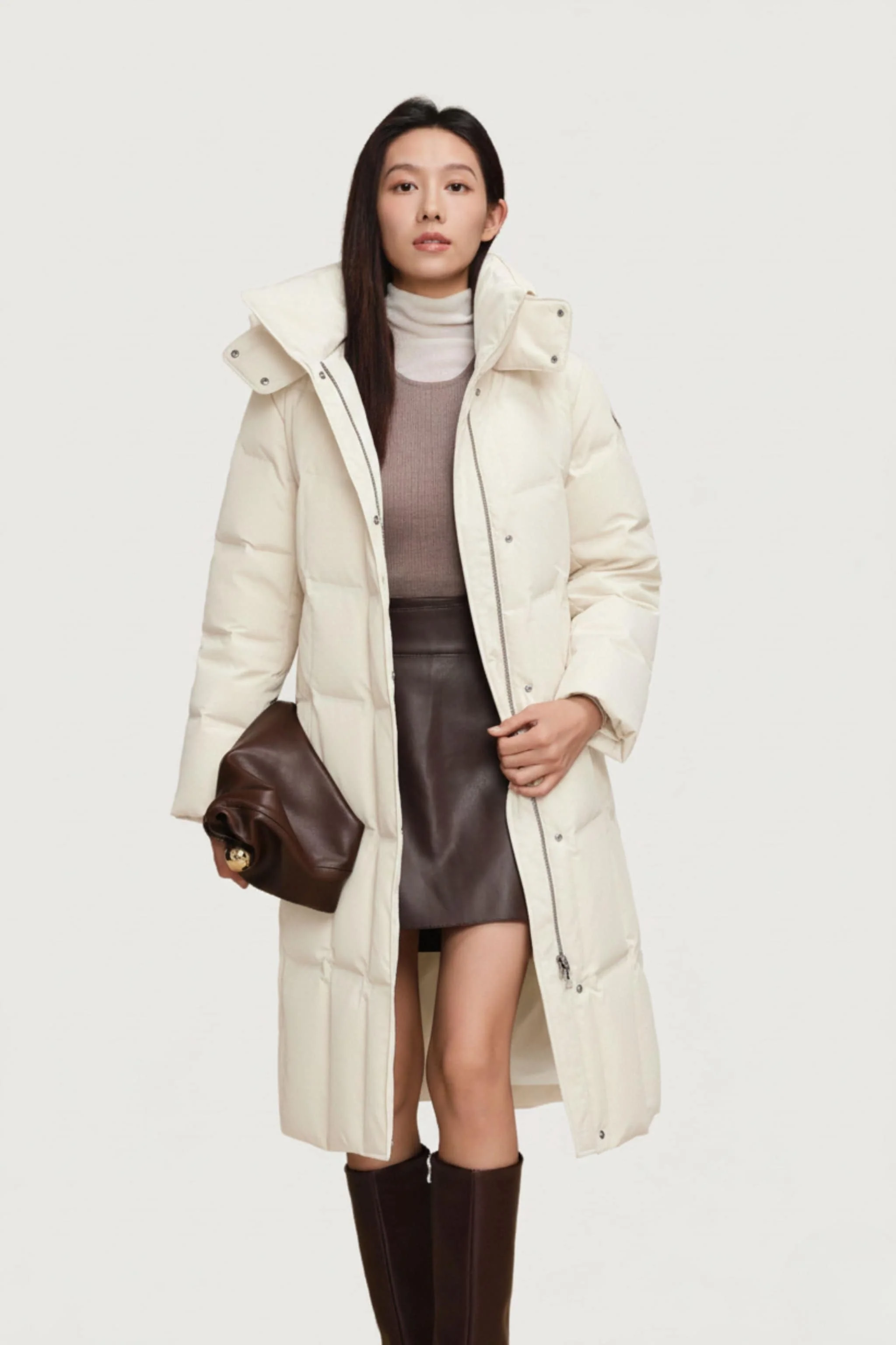 Women's Long Hooded Goose Down Jacket 146 - Image 4