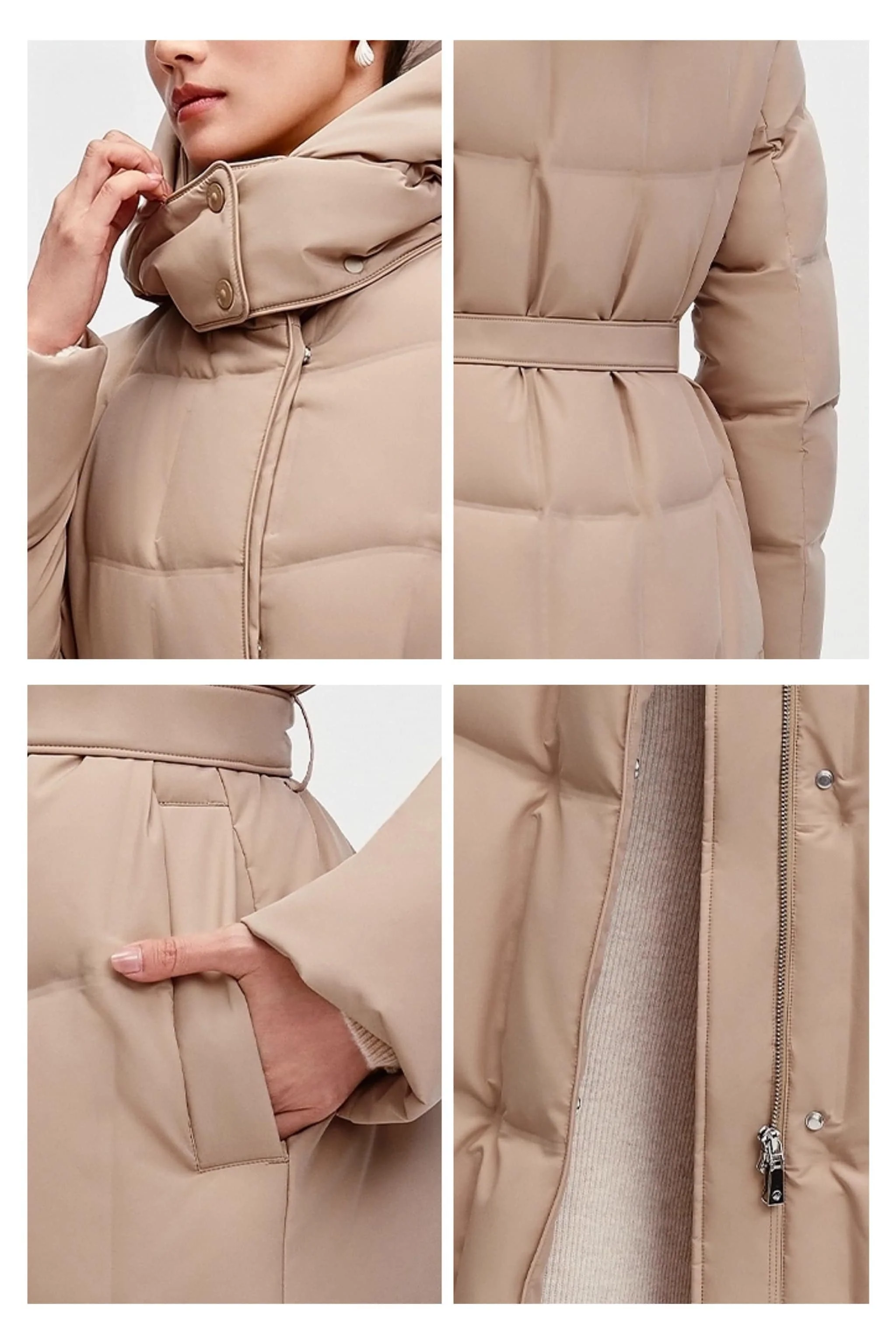 Women's Long Hooded Goose Down Jacket 146 - Image 7
