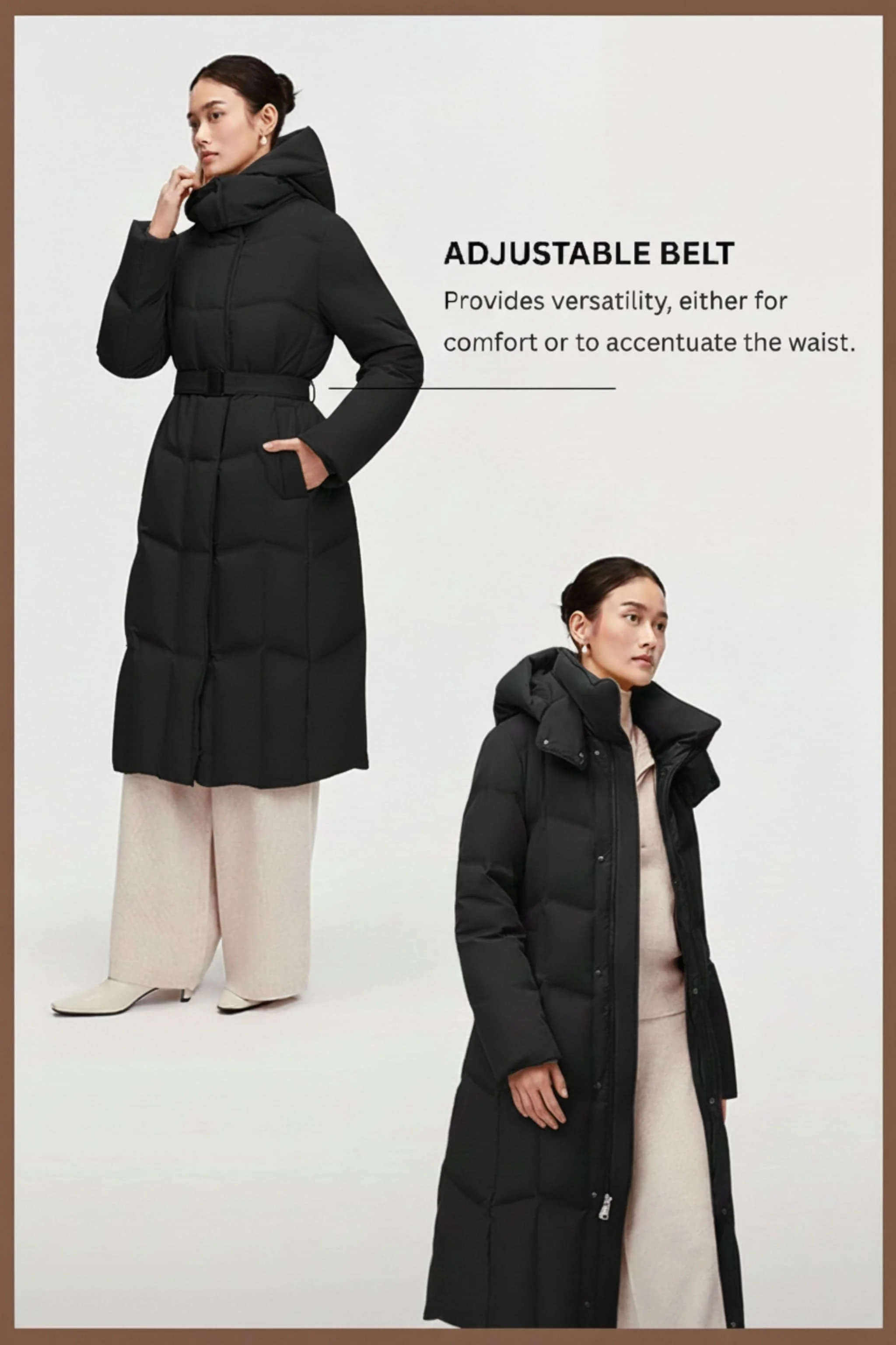 Women's Long Hooded Goose Down Jacket 146 - Image 9