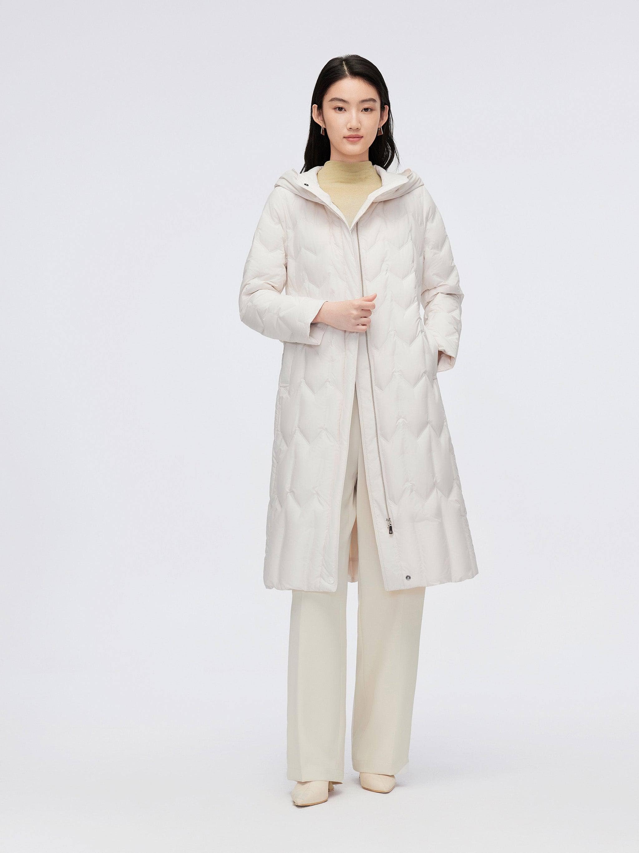 Women's Long Hooded Goose Down Jacket With Belt 4172 - Image 2