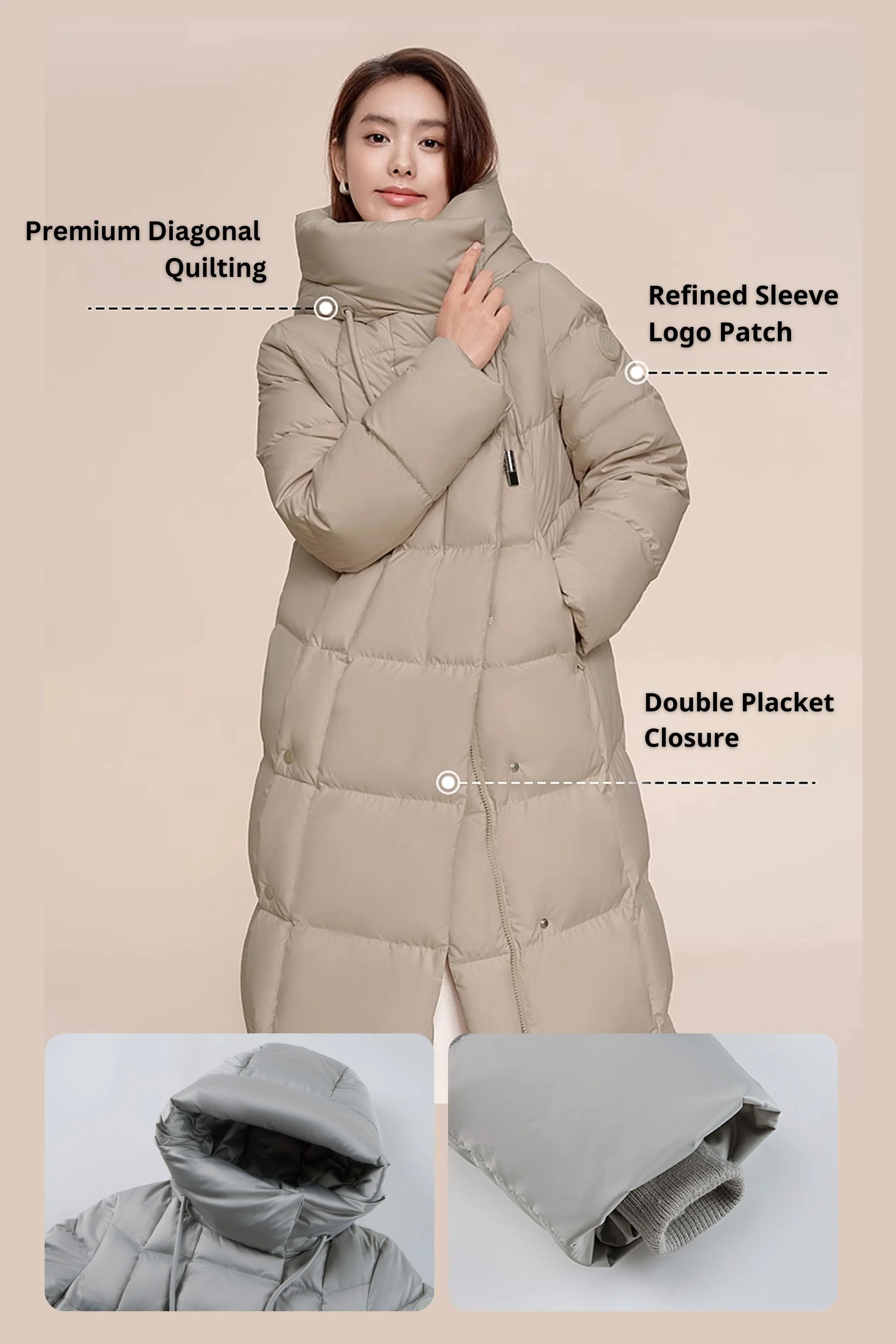 Women's Long Length Down Coat 5184 - Image 12
