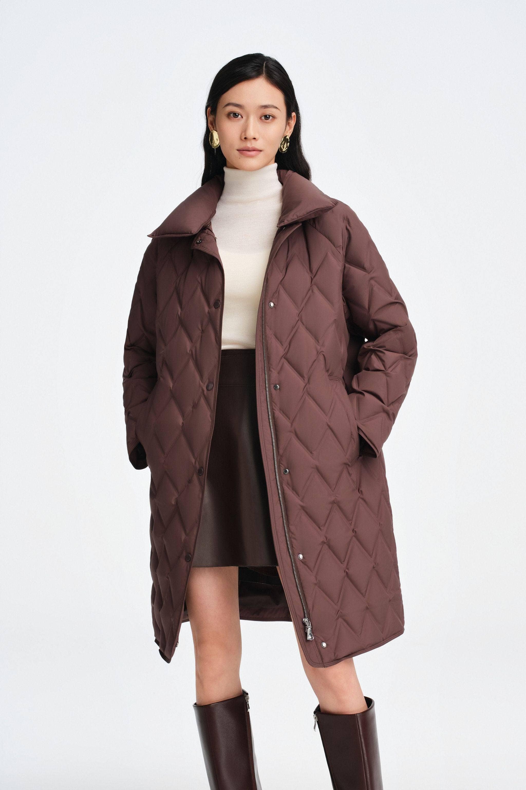 Women's Mid Length Goose Down Business Jacket - Image 17