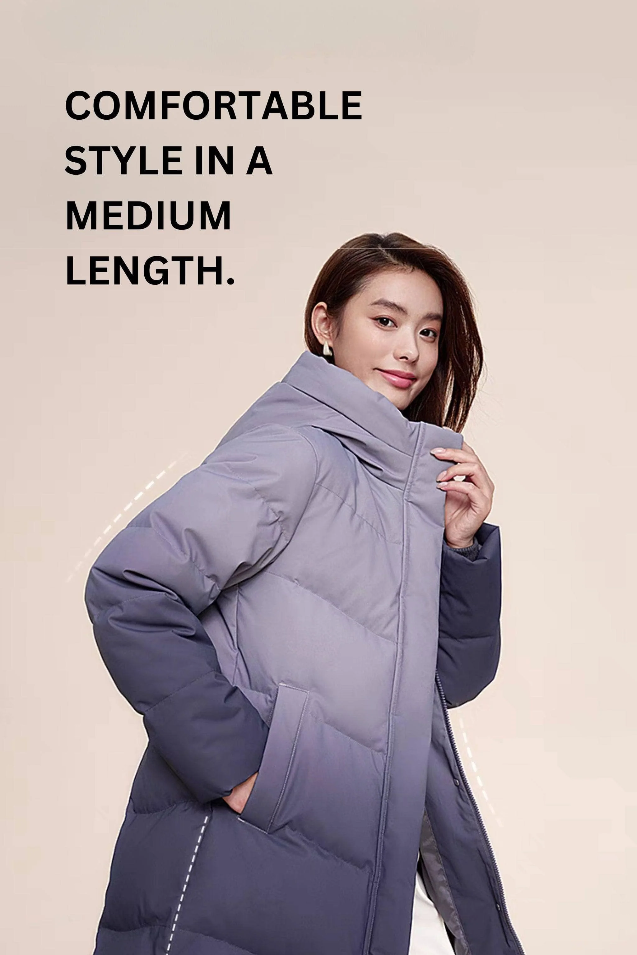 Women's Middle Length Down Coat 5124 - Image 6