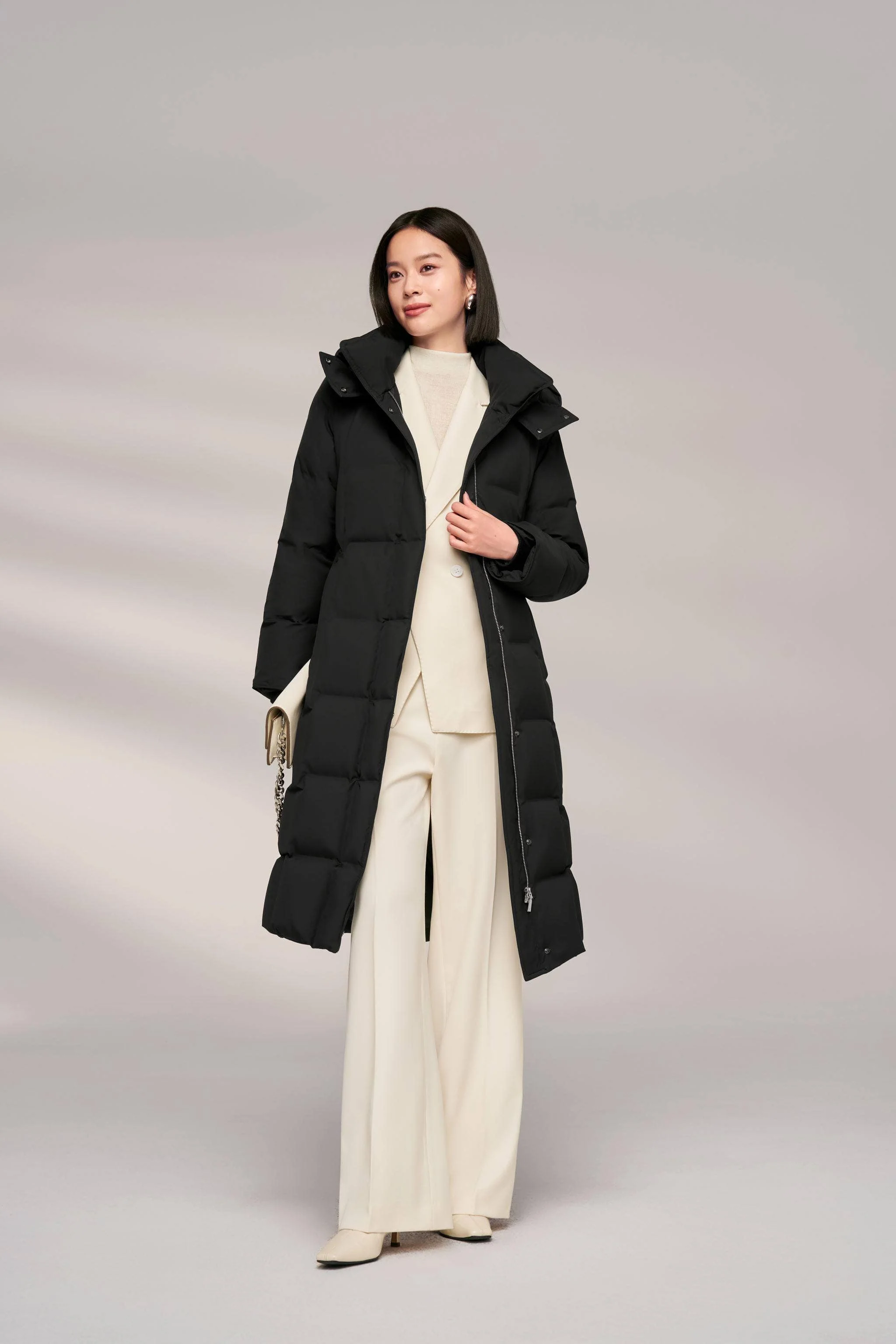Women's Patterned Long Goose Down Coat - Image 12