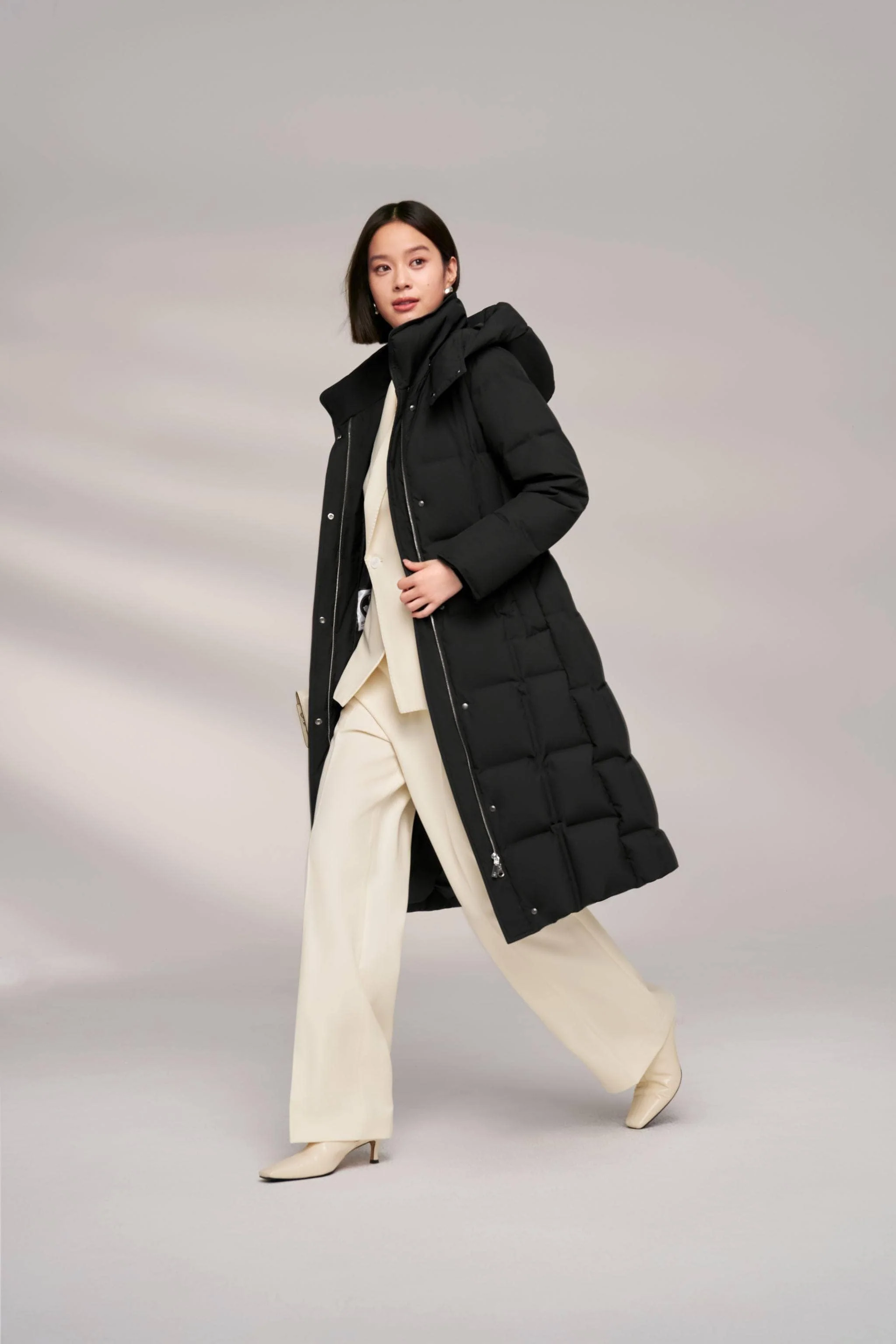 Women's Patterned Long Goose Down Coat - Image 13