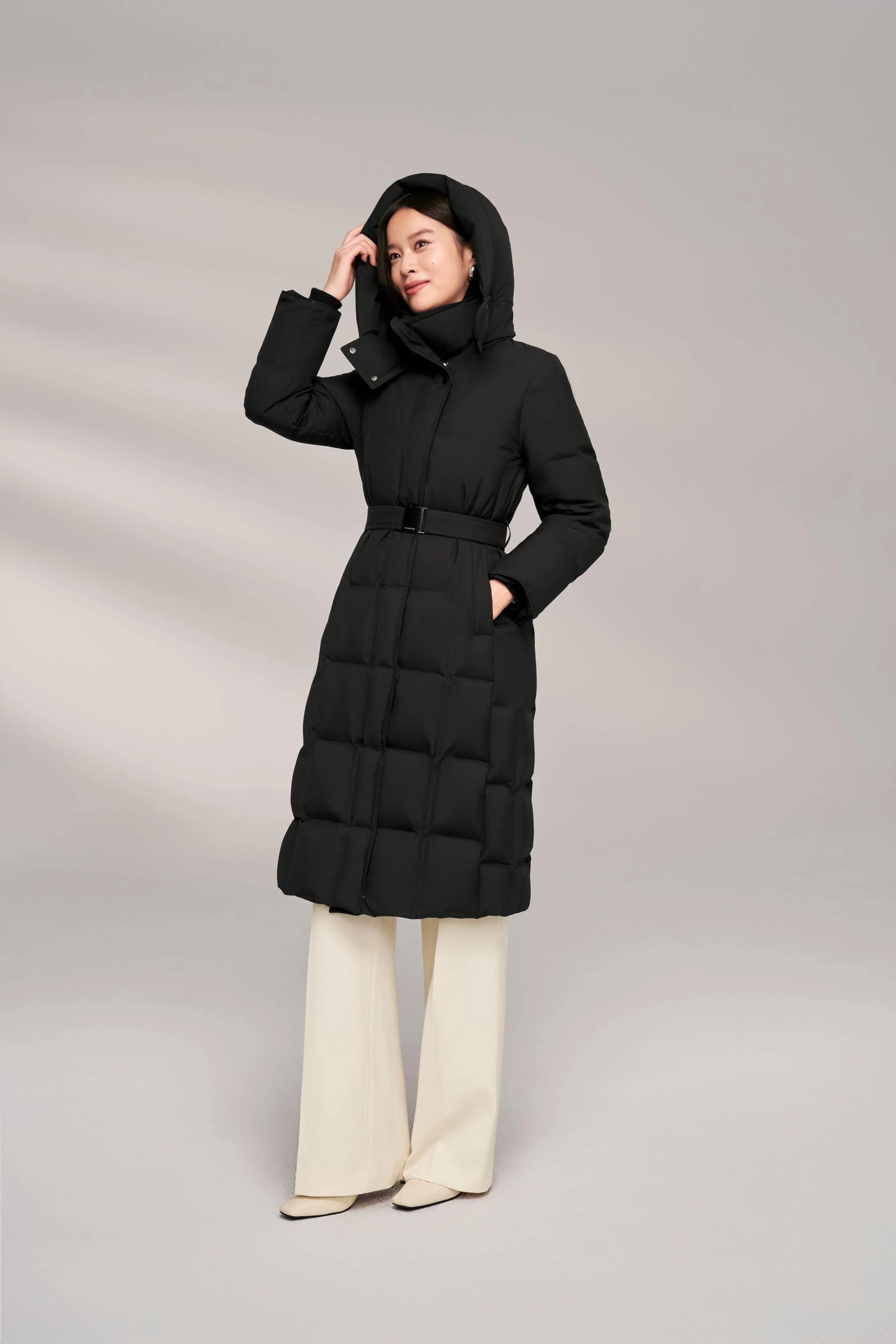 Women's Patterned Long Goose Down Coat - Image 14