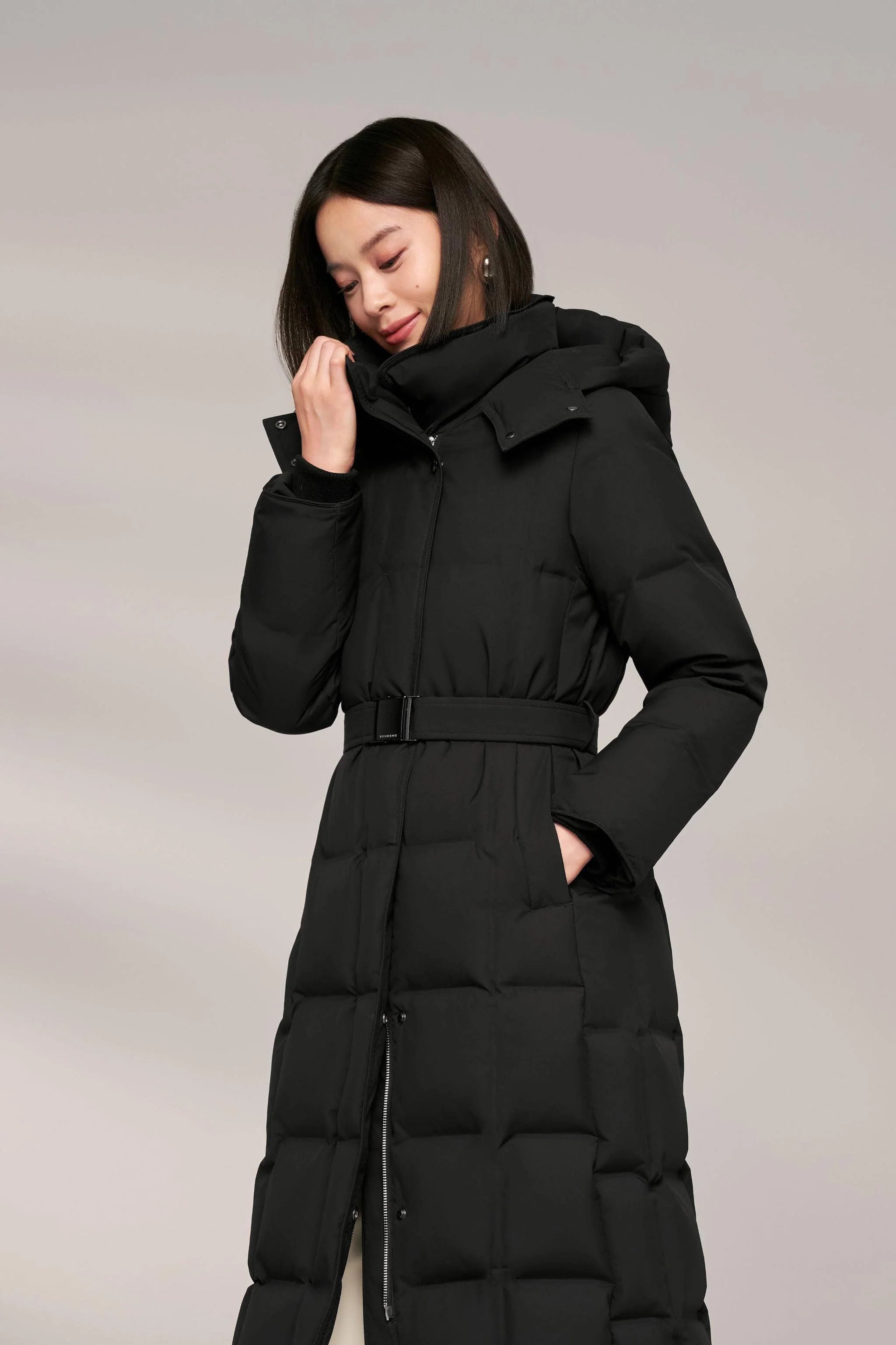 Women's Patterned Long Goose Down Coat - Image 15