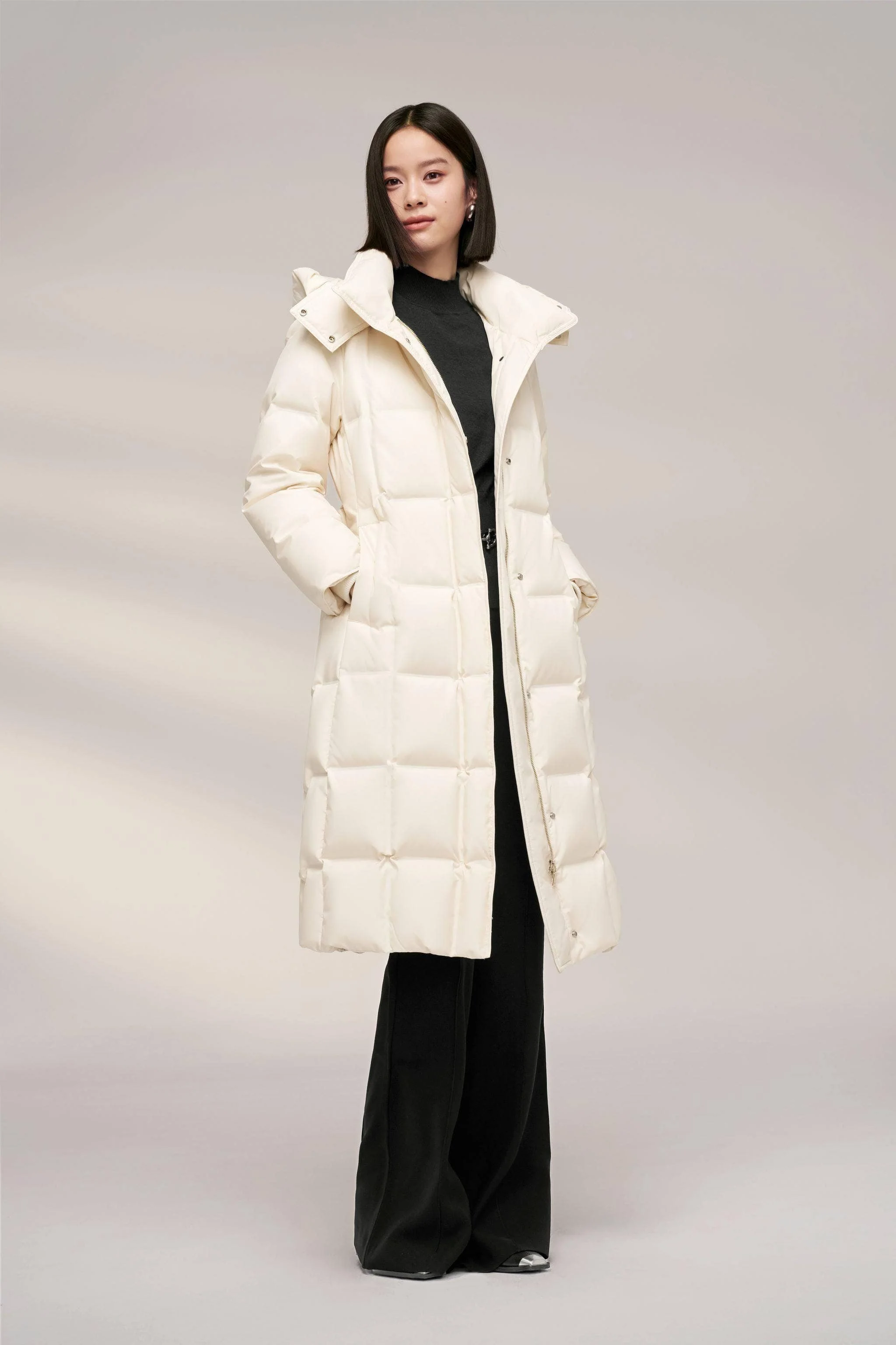Women's Patterned Long Goose Down Coat - Image 19