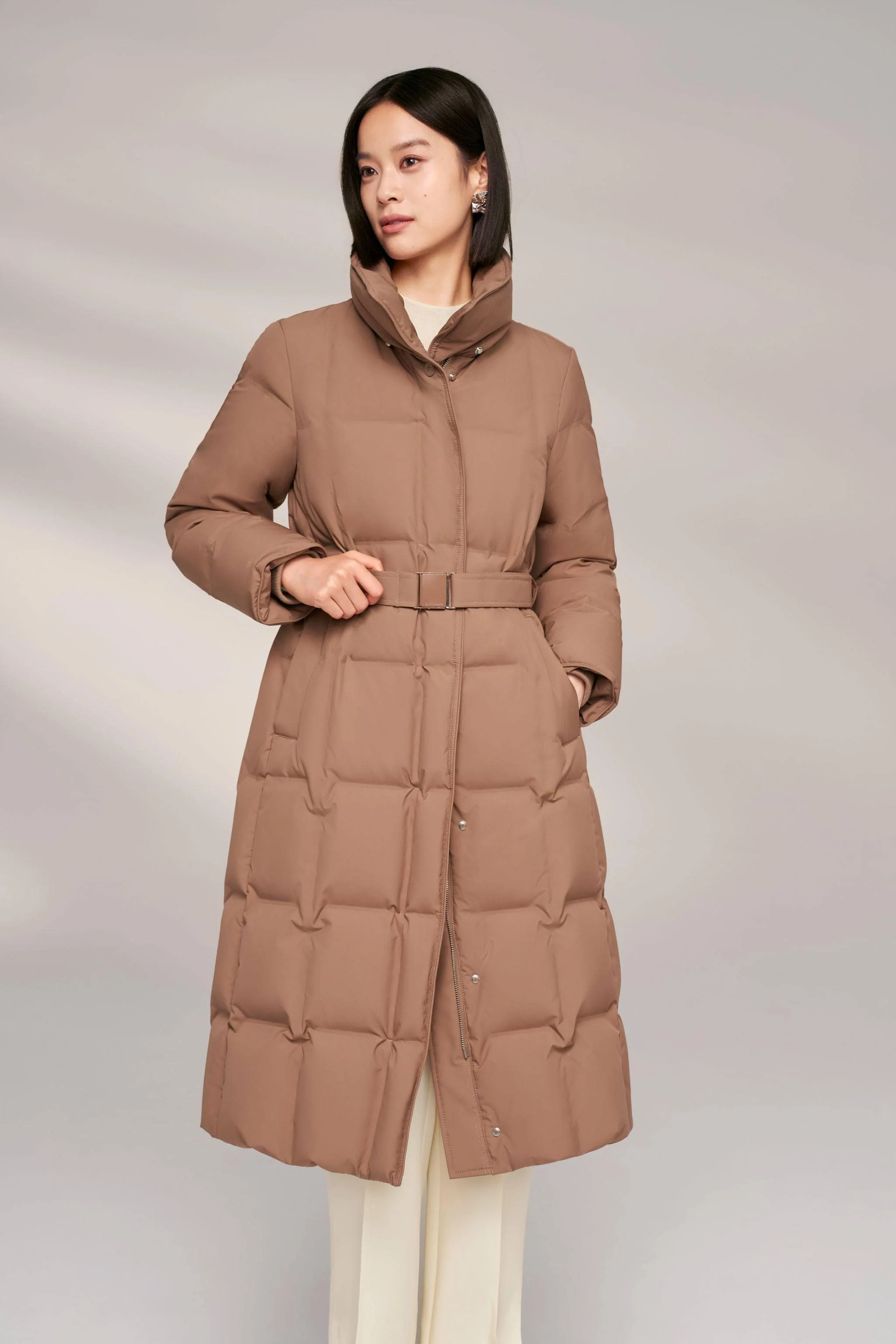 Women's Patterned Long Goose Down Coat - Image 2
