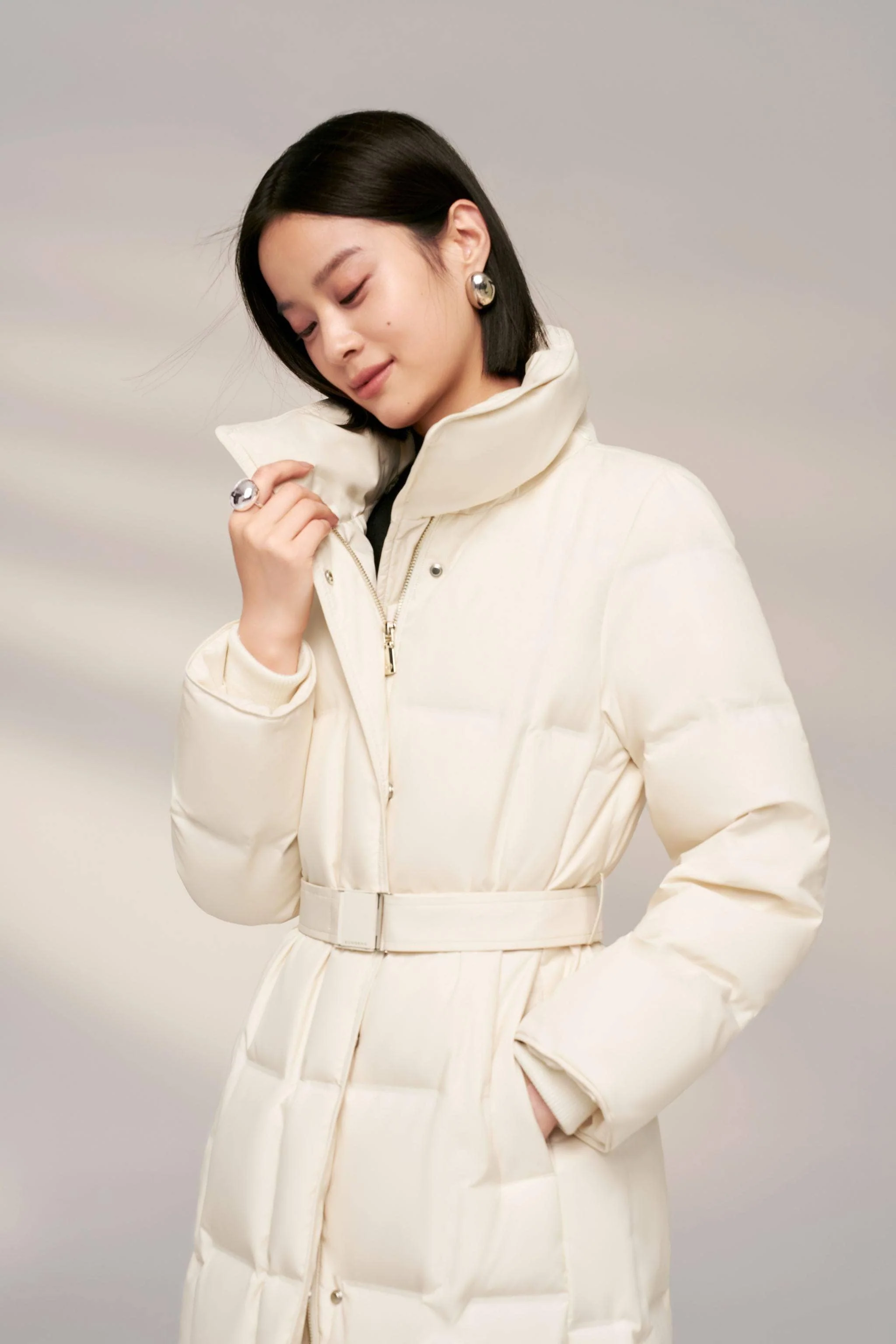 Women's Patterned Long Goose Down Coat - Image 20