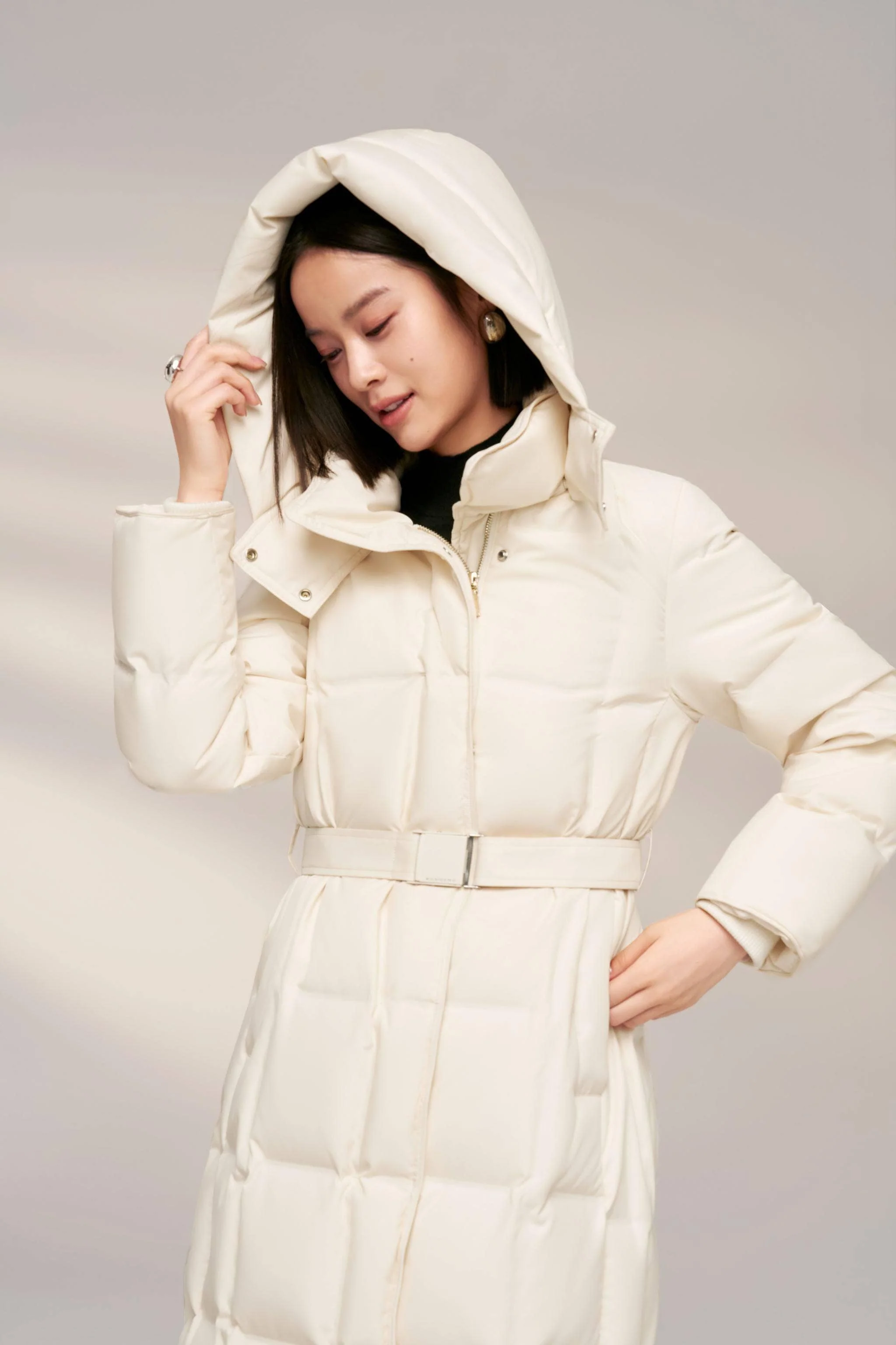 Women's Patterned Long Goose Down Coat - Image 21