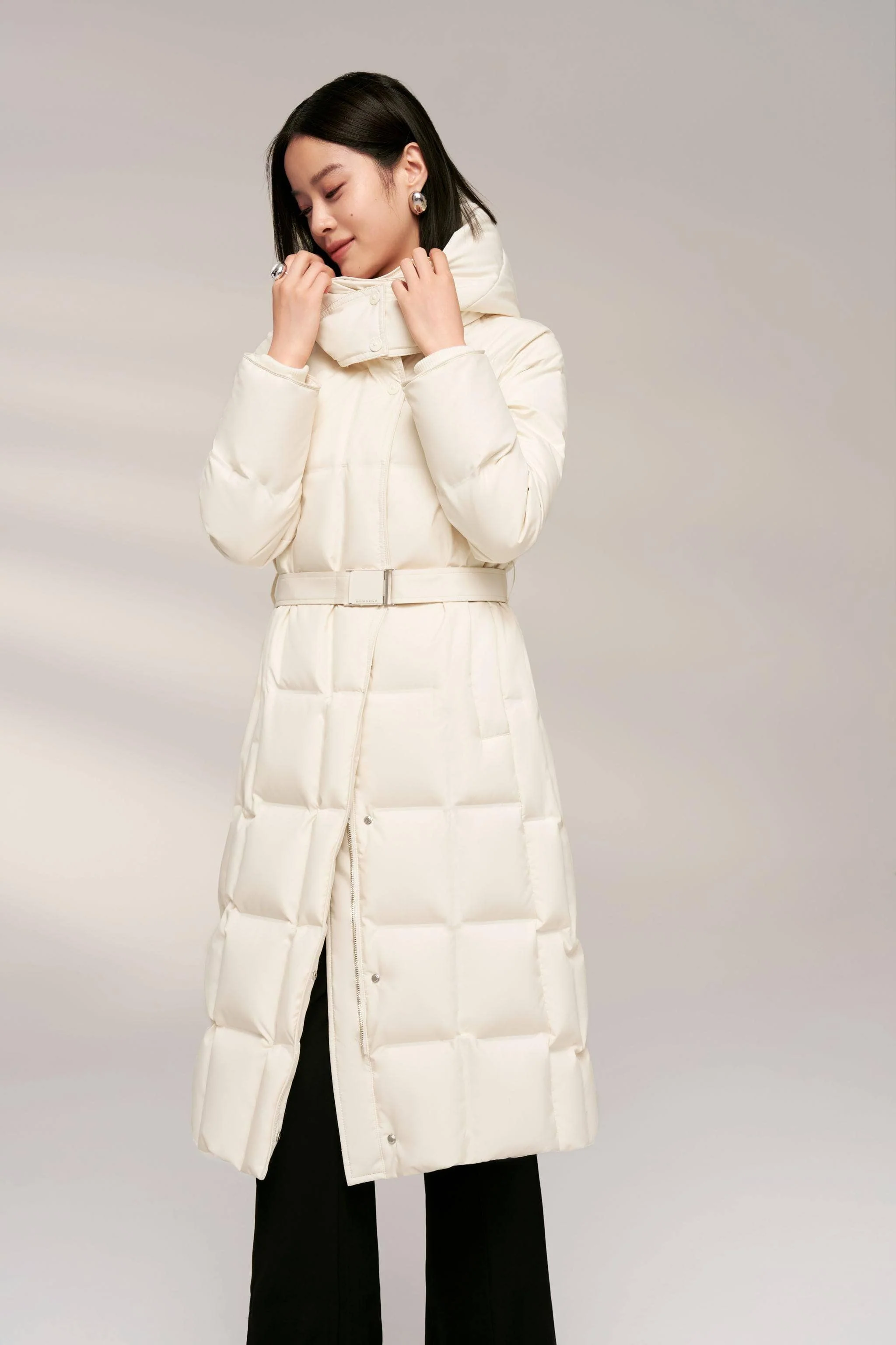 Women's Patterned Long Goose Down Coat - Image 22