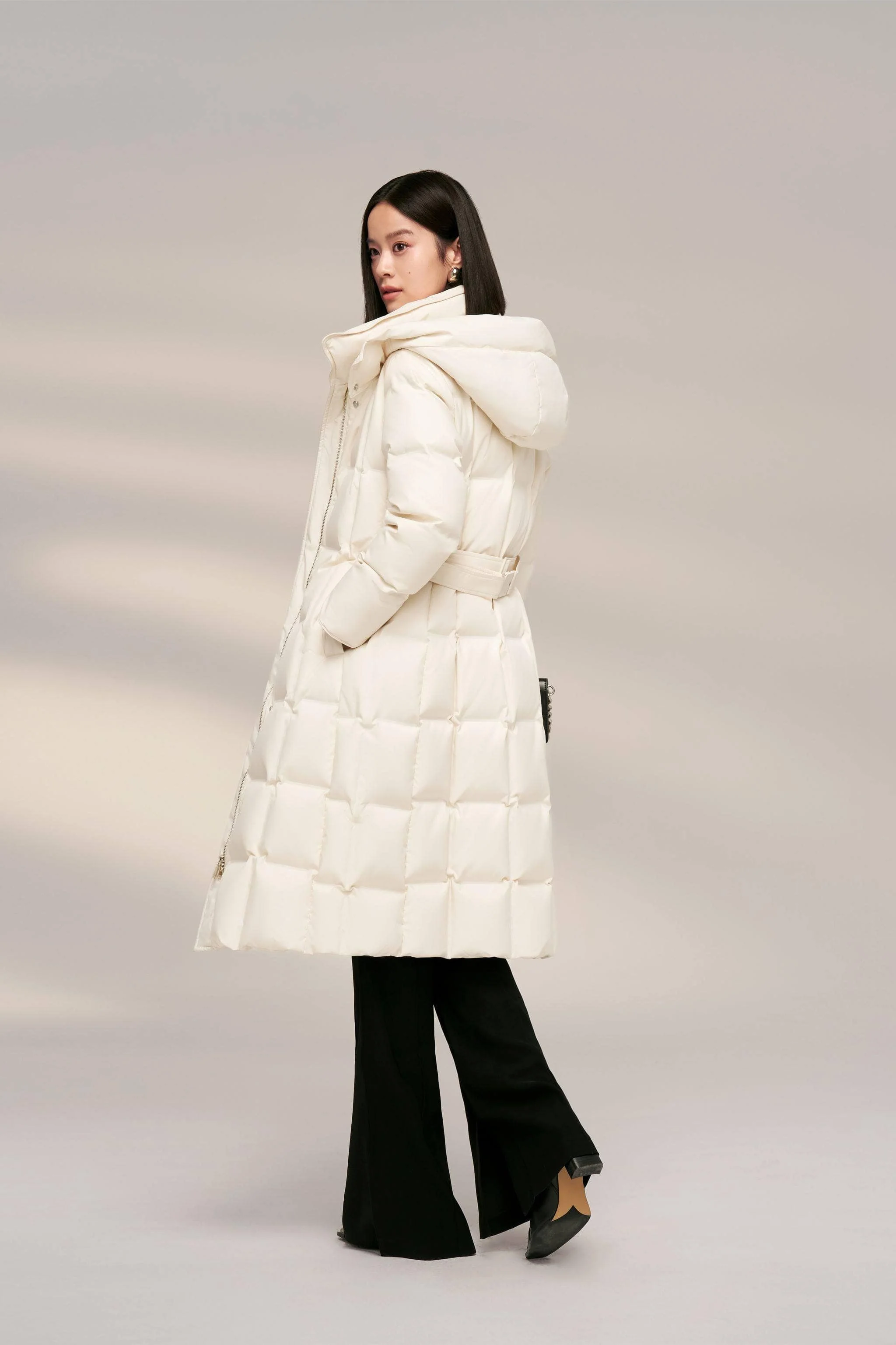 Women's Patterned Long Goose Down Coat - Image 23