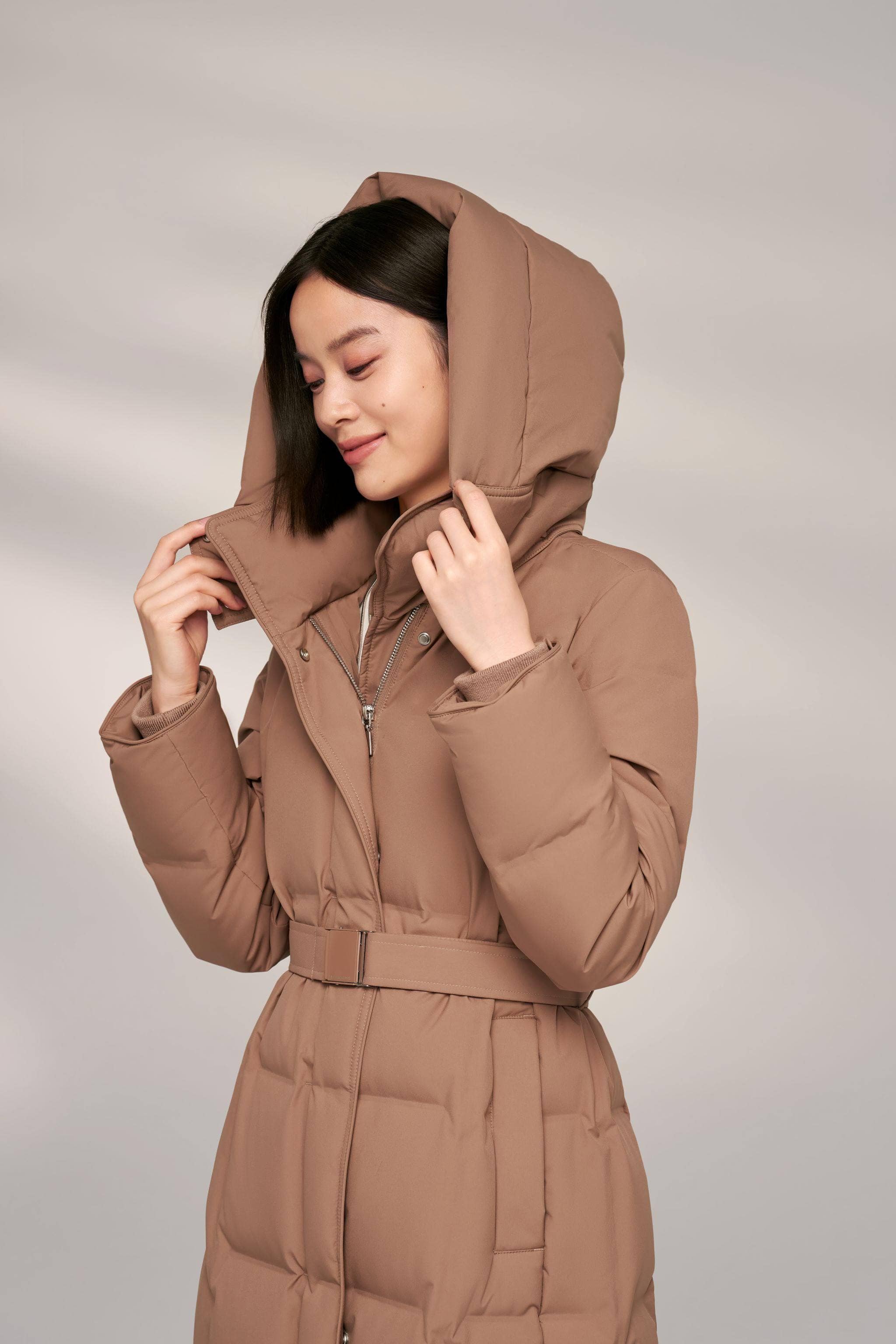Women's Patterned Long Goose Down Coat - Image 3