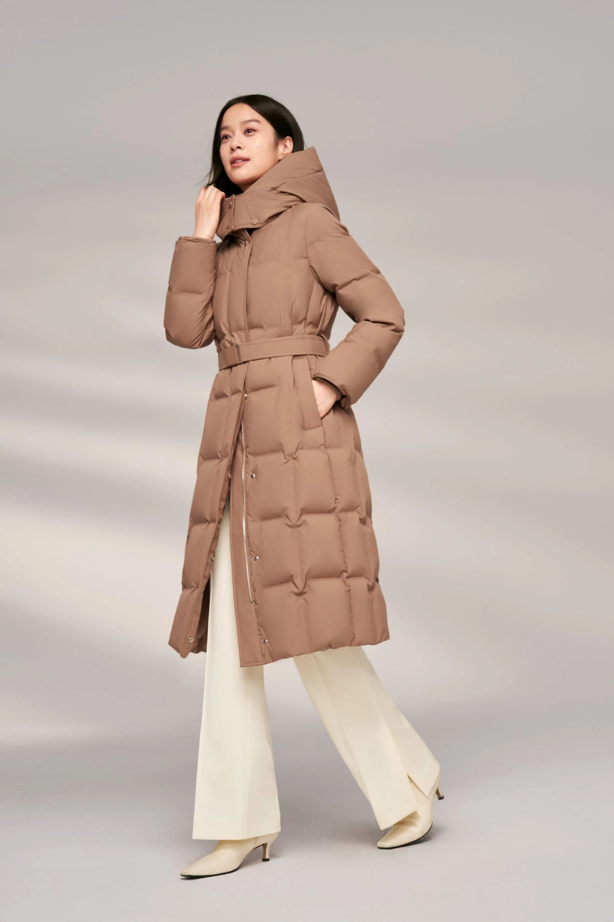 Women's Patterned Long Goose Down Coat - Image 4