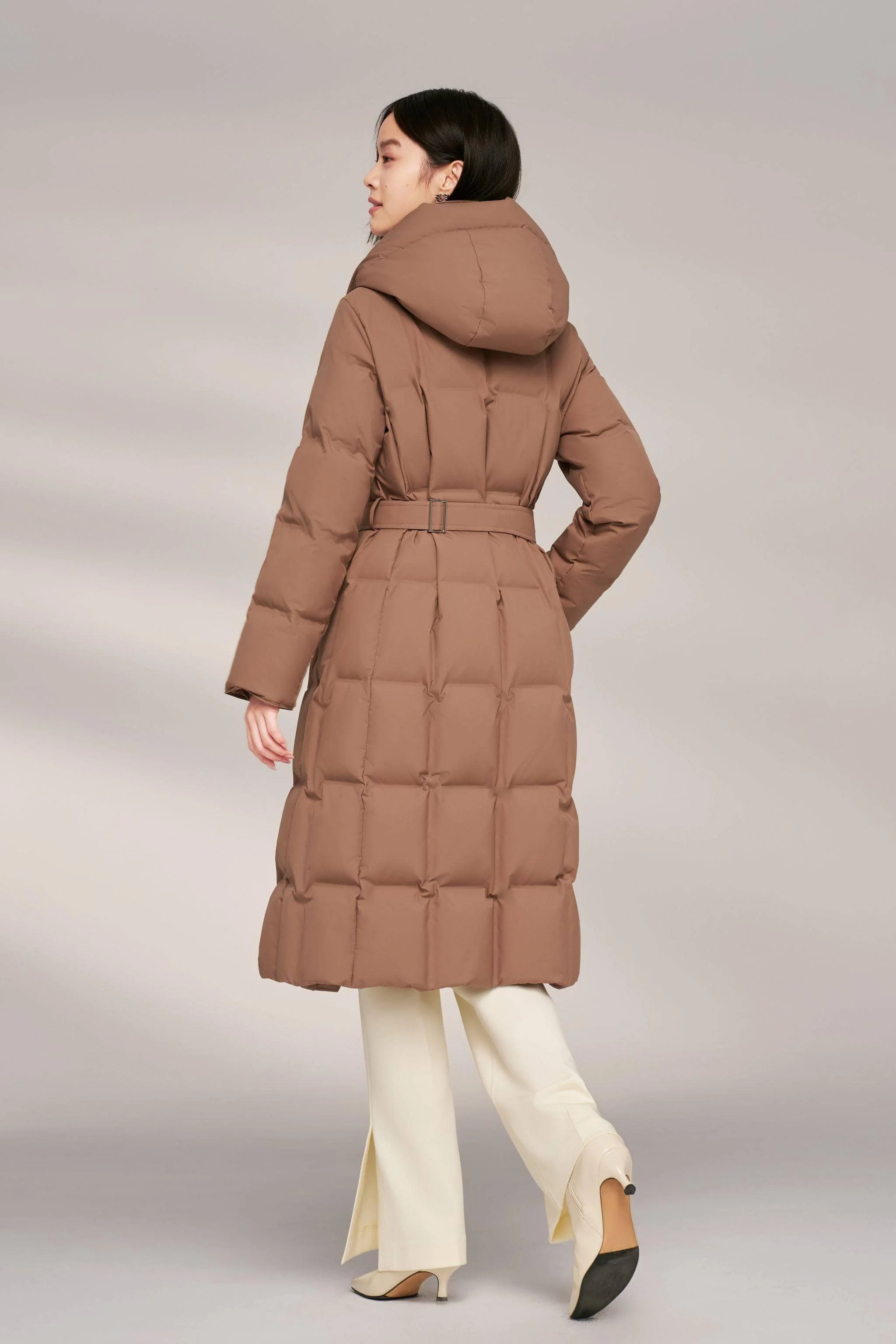 Women's Patterned Long Goose Down Coat - Image 5