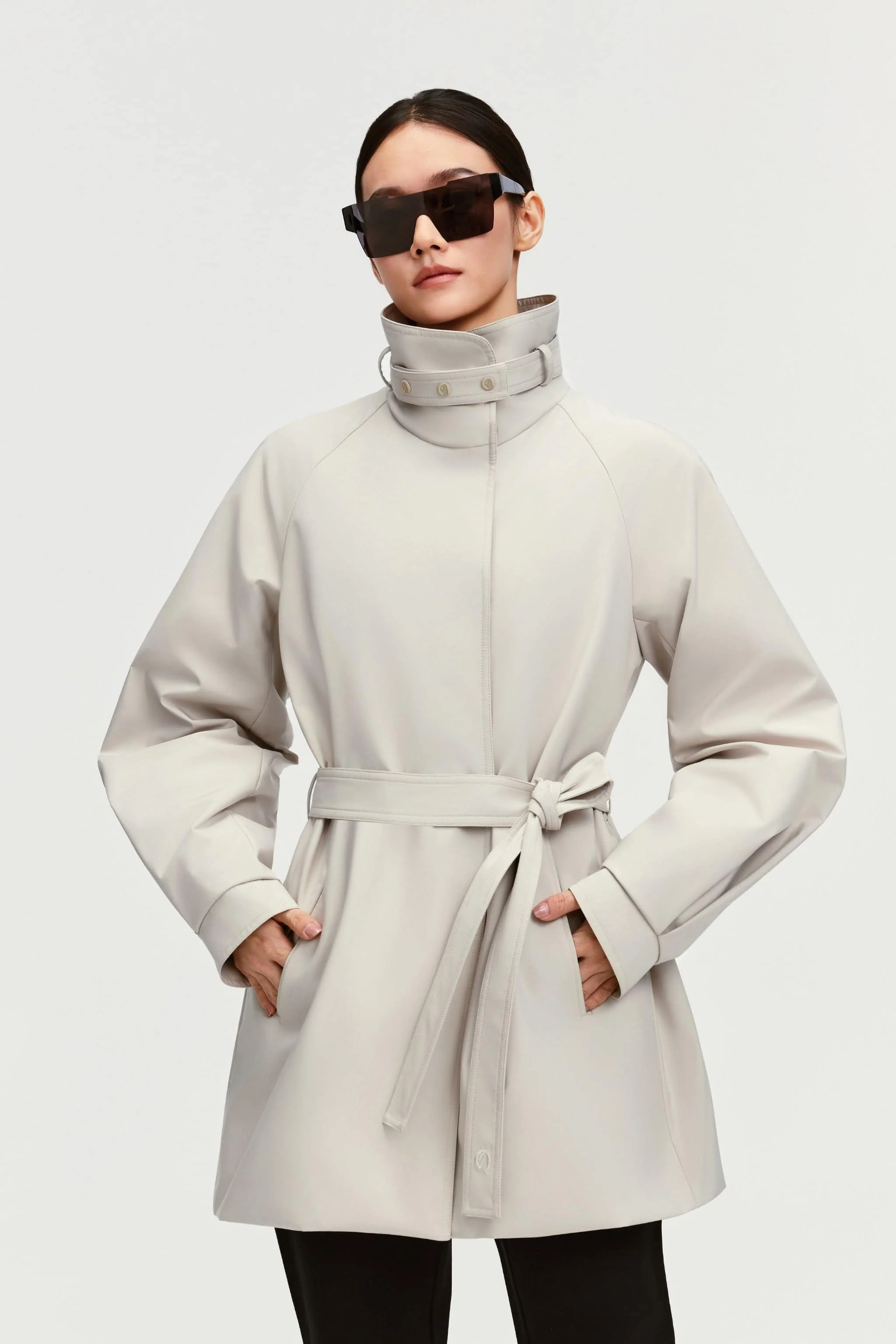 Women's Short Belted Goose Down Trench 202