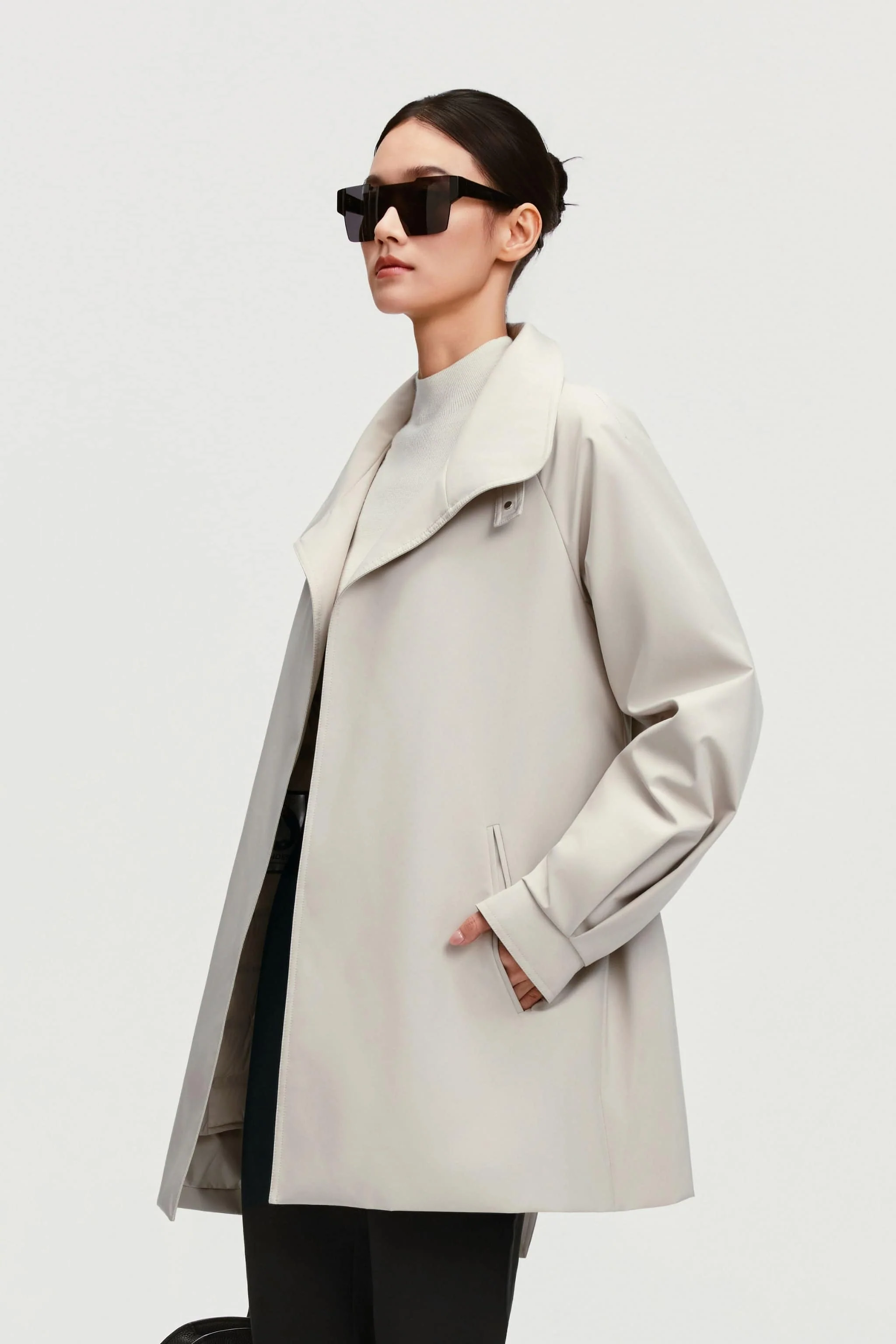 Women's Short Belted Goose Down Trench 202 - Image 2