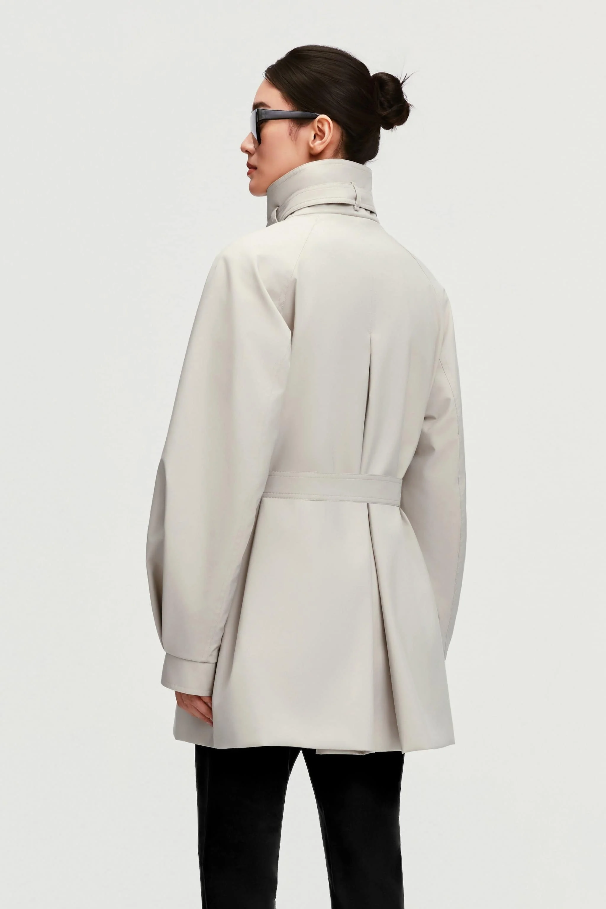 Women's Short Belted Goose Down Trench 202 - Image 3