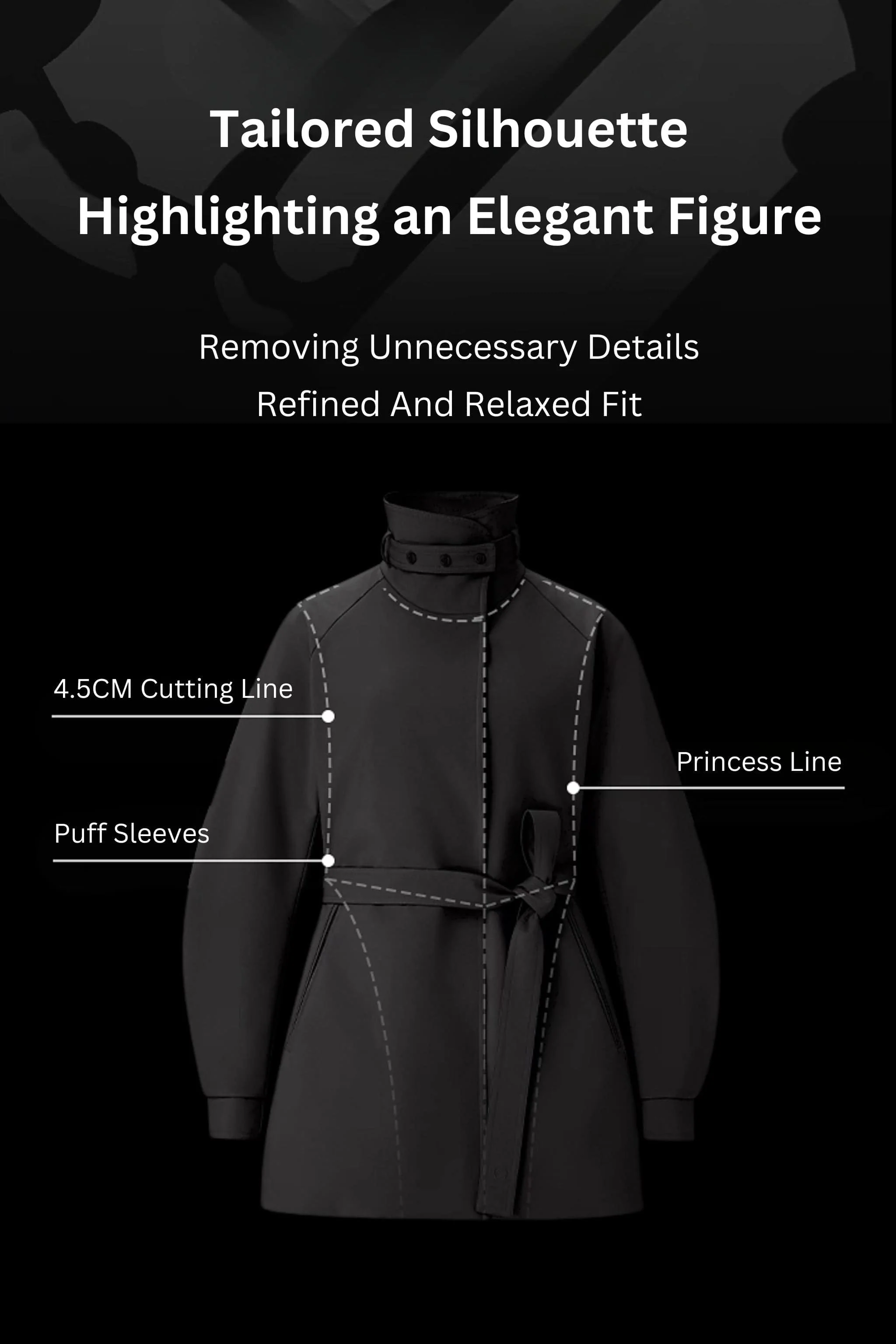 Women's Short Belted Goose Down Trench 202 - Image 9