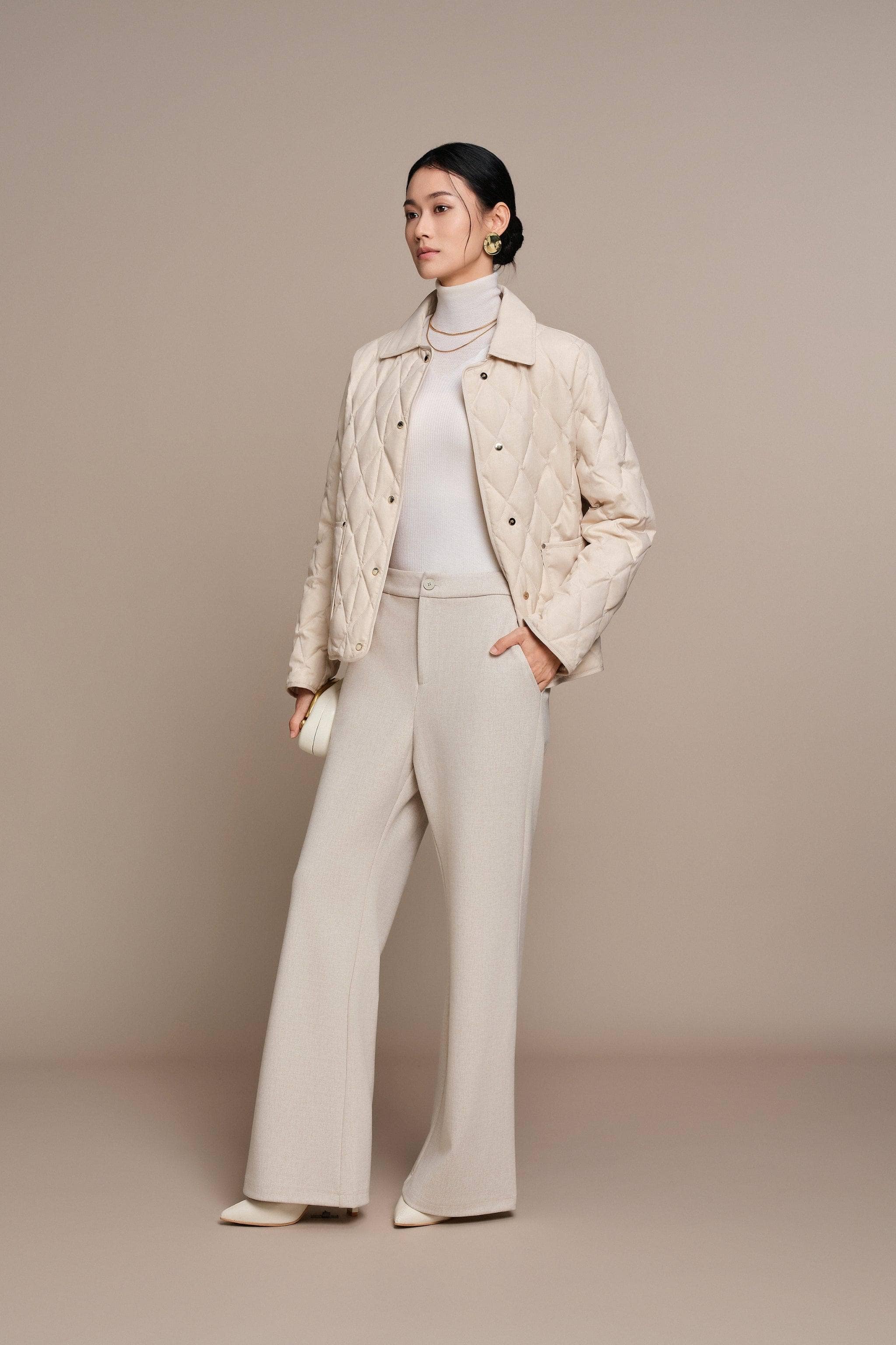 Women's Short Goose Down Quilted Coat - Image 12