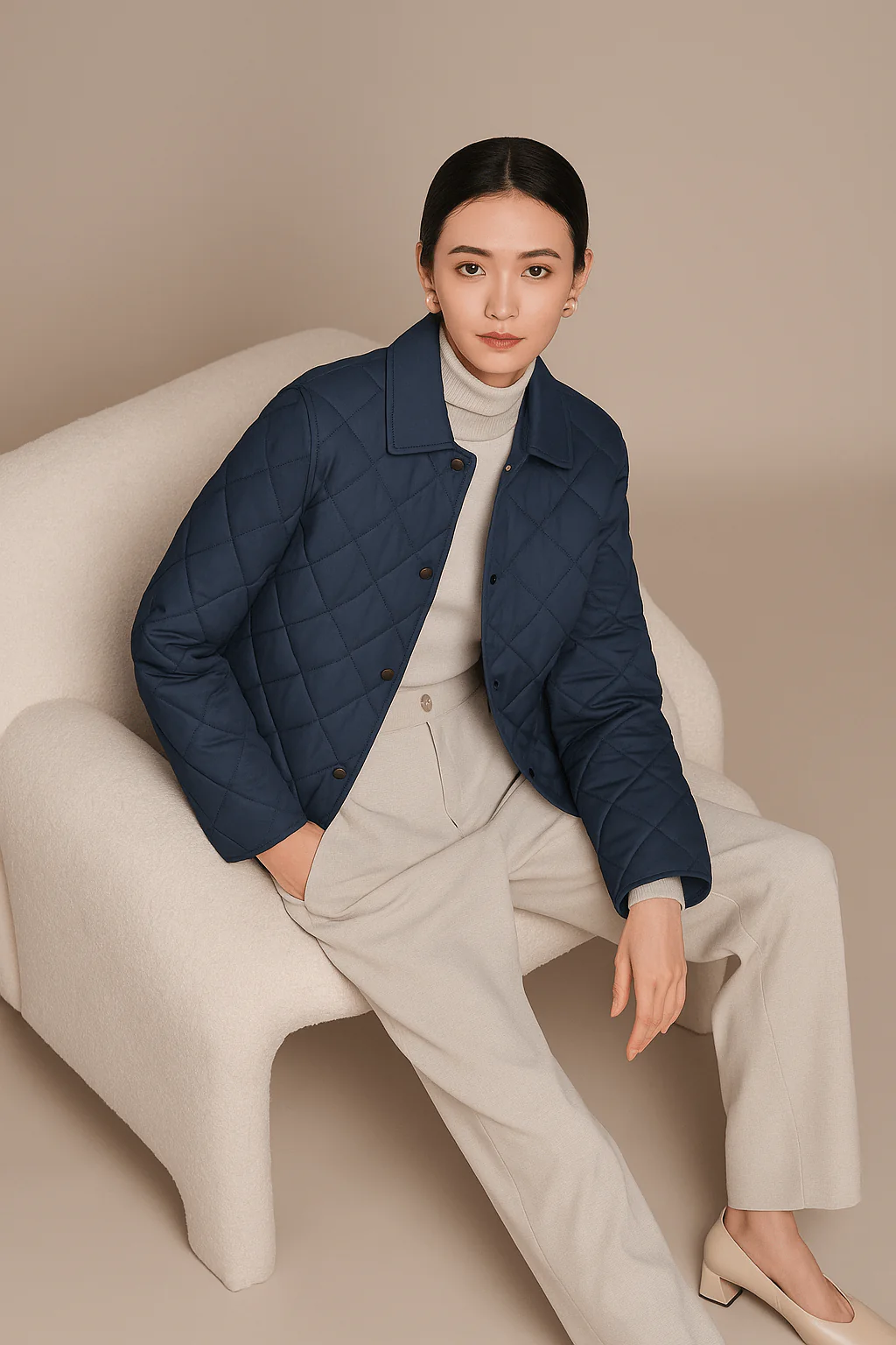 Women's Short Goose Down Quilted Coat - Image 16