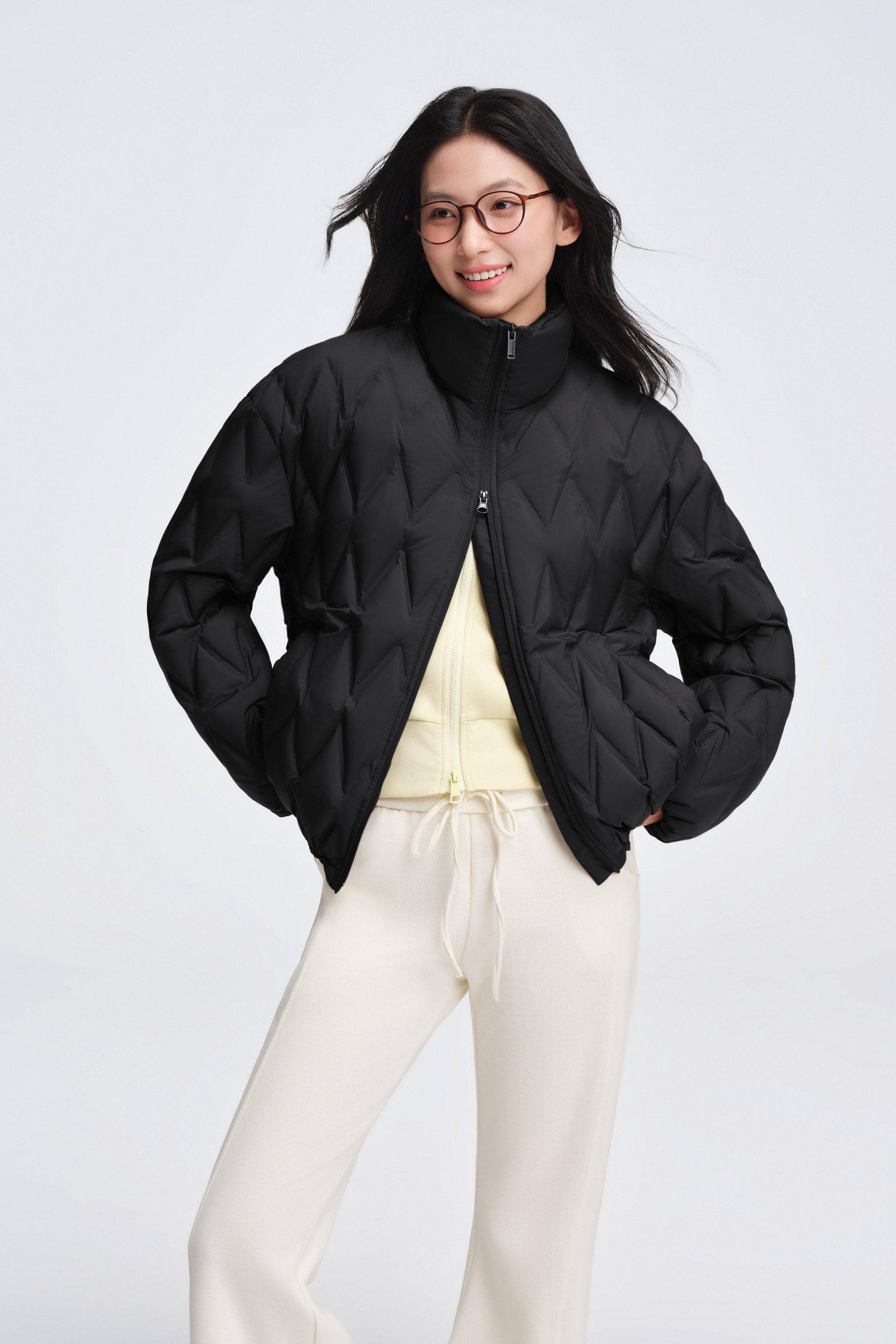 Women's Standing Collar Bonded Quilting Down Jacket - Image 10