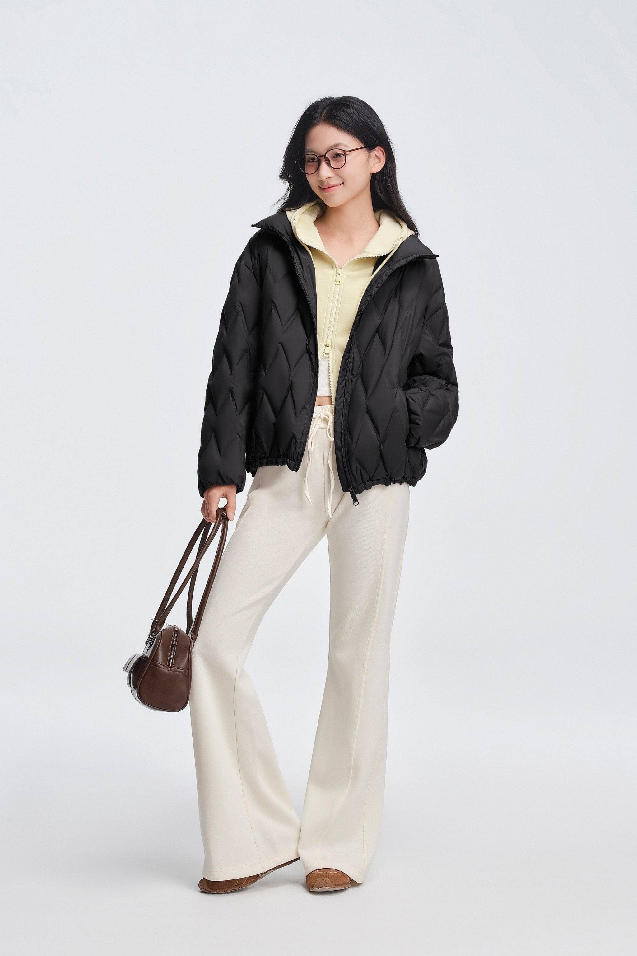 Women's Standing Collar Bonded Quilting Down Jacket - Image 11