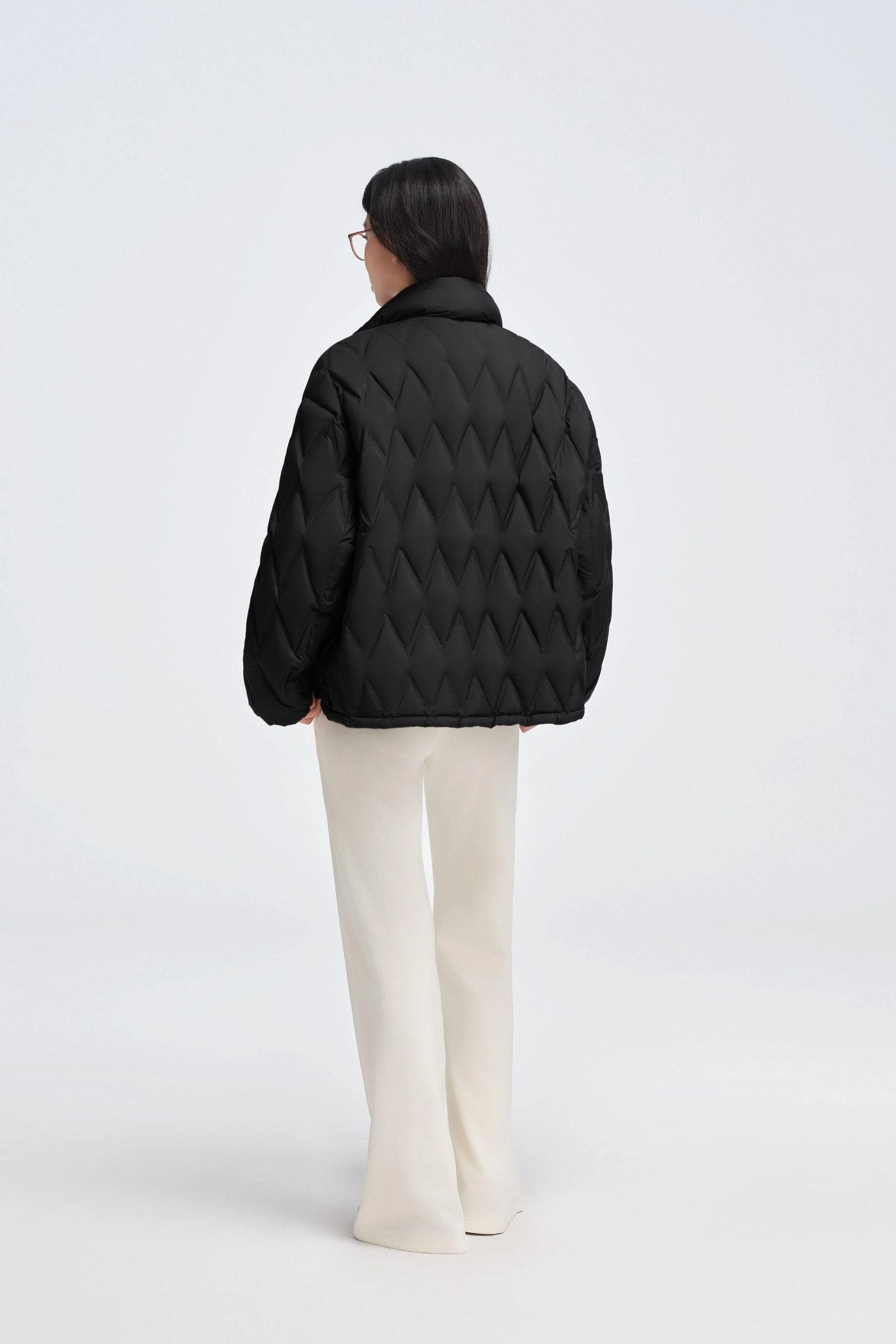 Women's Standing Collar Bonded Quilting Down Jacket - Image 13