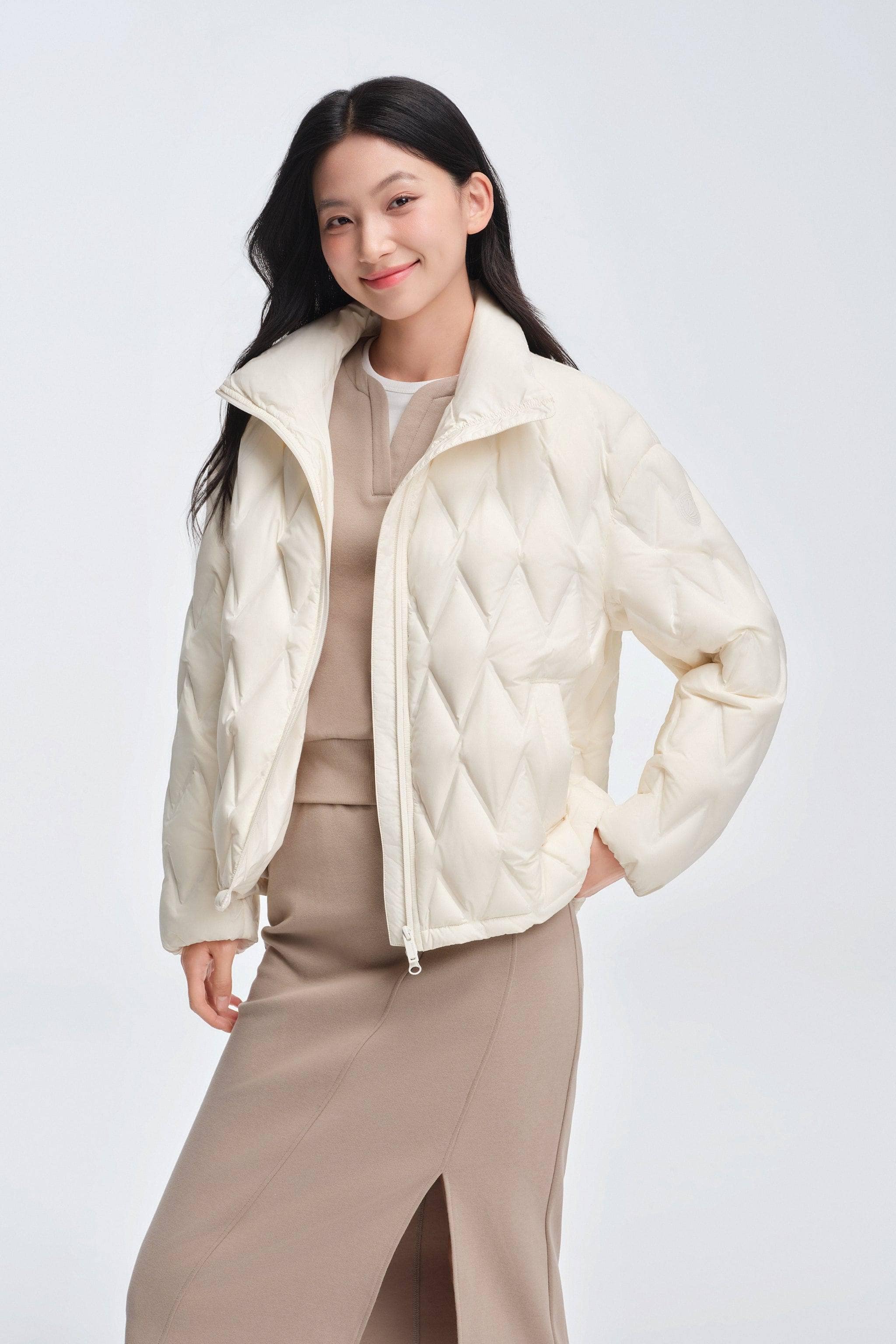 Women's Standing Collar Bonded Quilting Down Jacket - Image 16