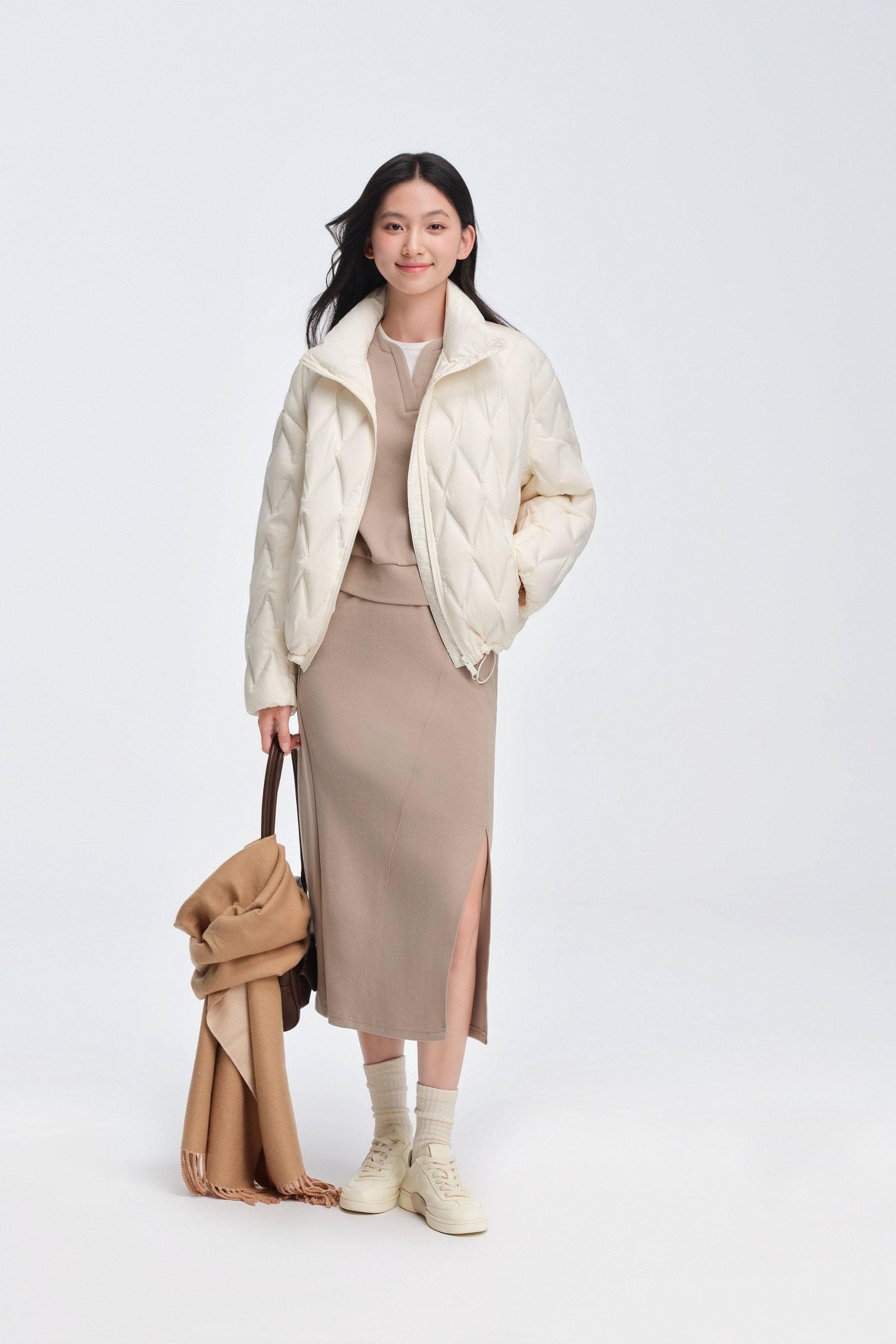 Women's Standing Collar Bonded Quilting Down Jacket - Image 17