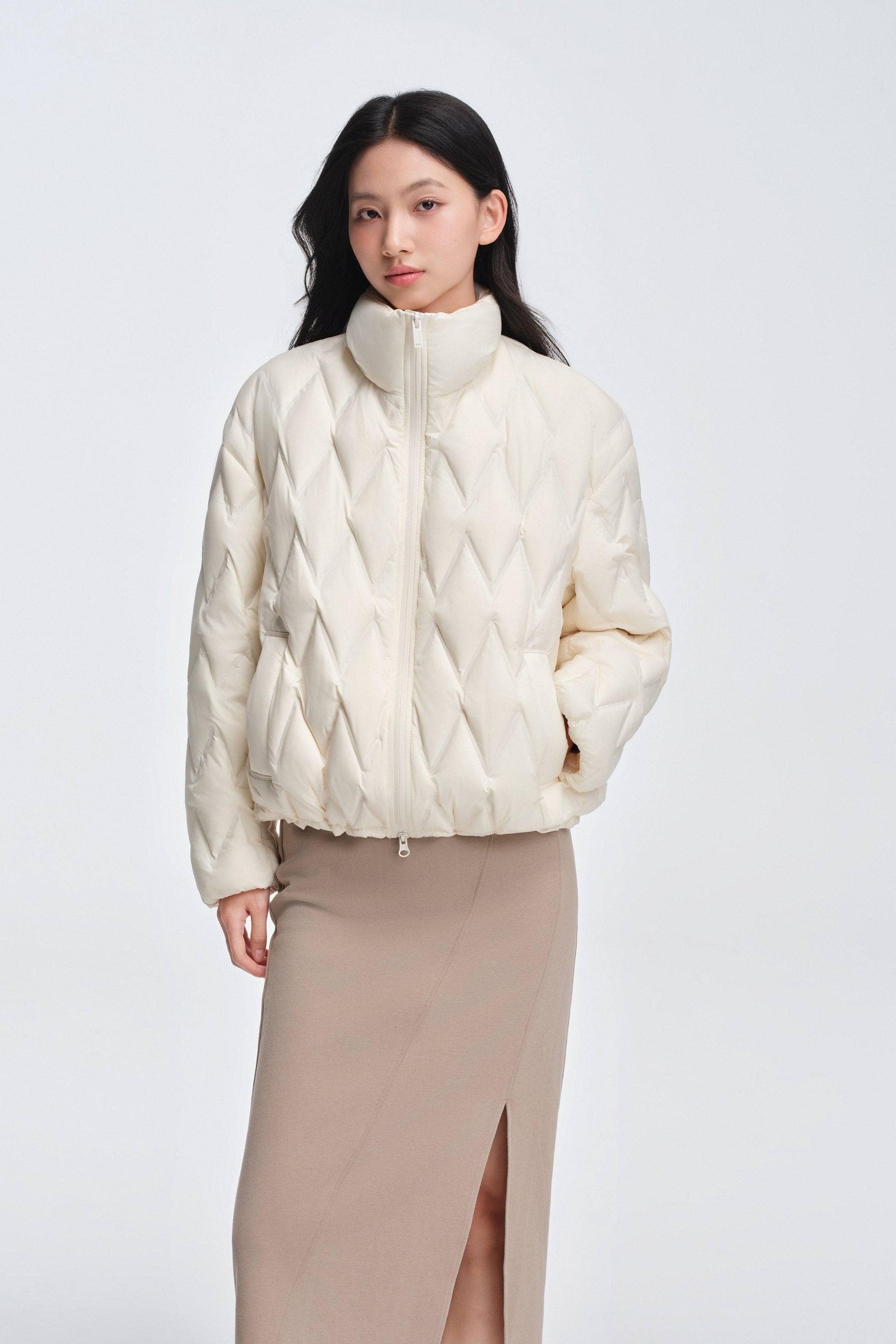 Women's Standing Collar Bonded Quilting Down Jacket - Image 18