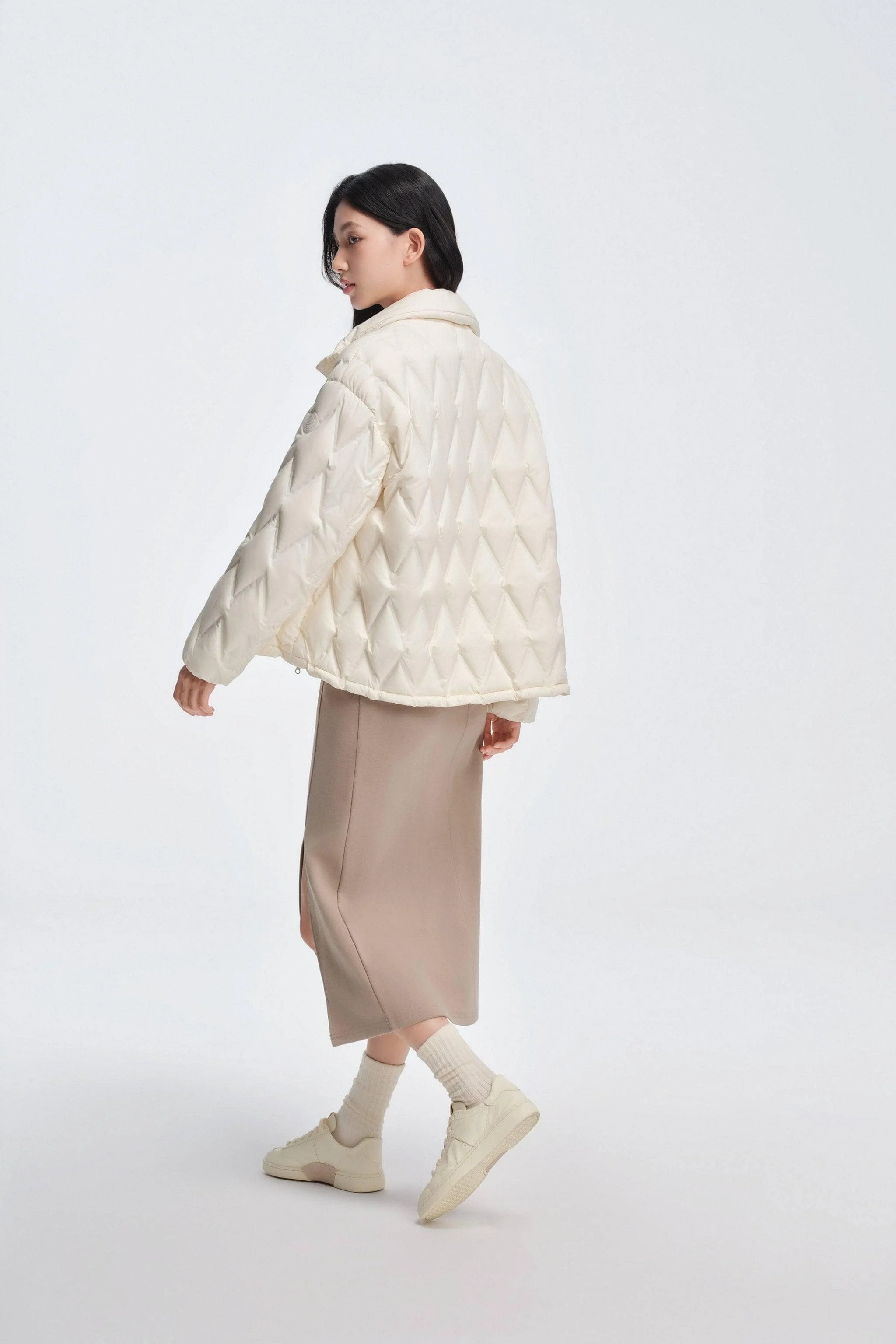 Women's Standing Collar Bonded Quilting Down Jacket - Image 19