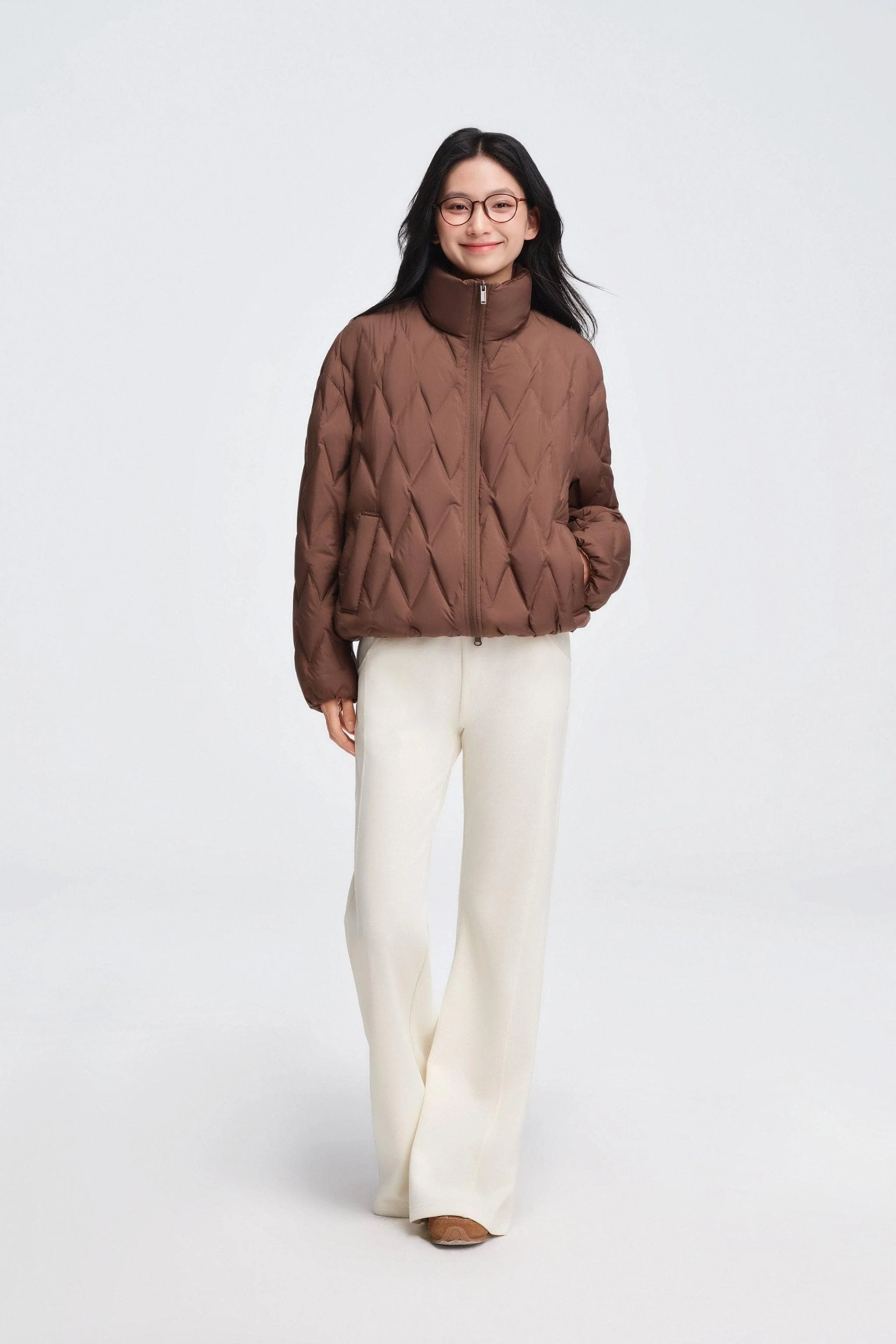 Women's Standing Collar Bonded Quilting Down Jacket - Image 3
