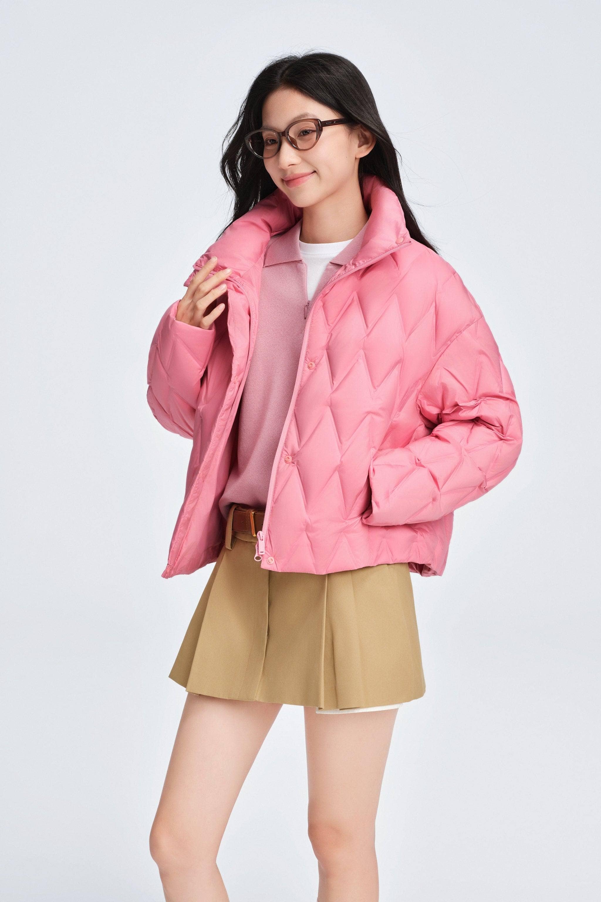 Women's Standing Collar Lightweight Down Jacket - Image 10