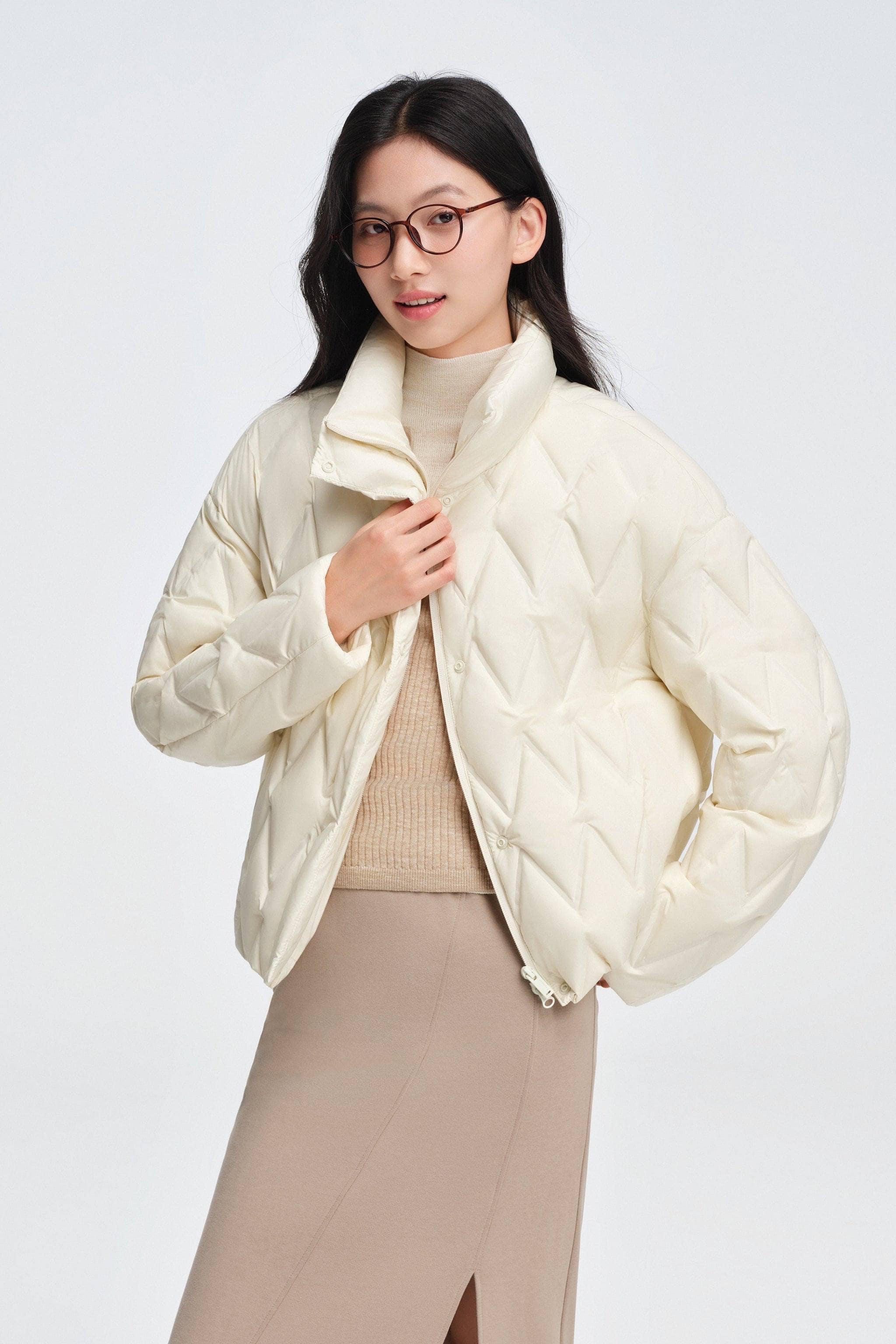 Women's Standing Collar Lightweight Down Jacket - Image 16