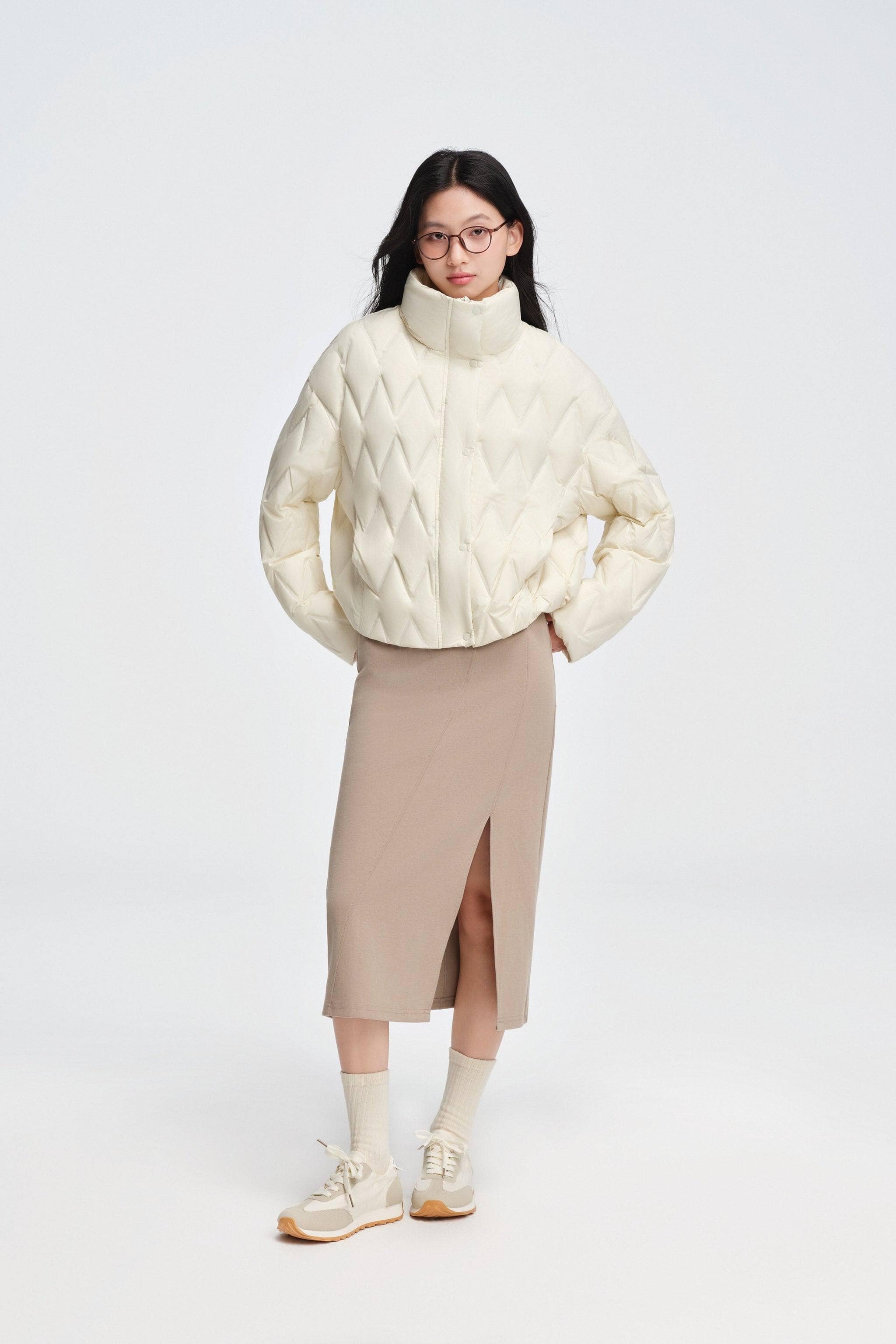 Women's Standing Collar Lightweight Down Jacket - Image 18