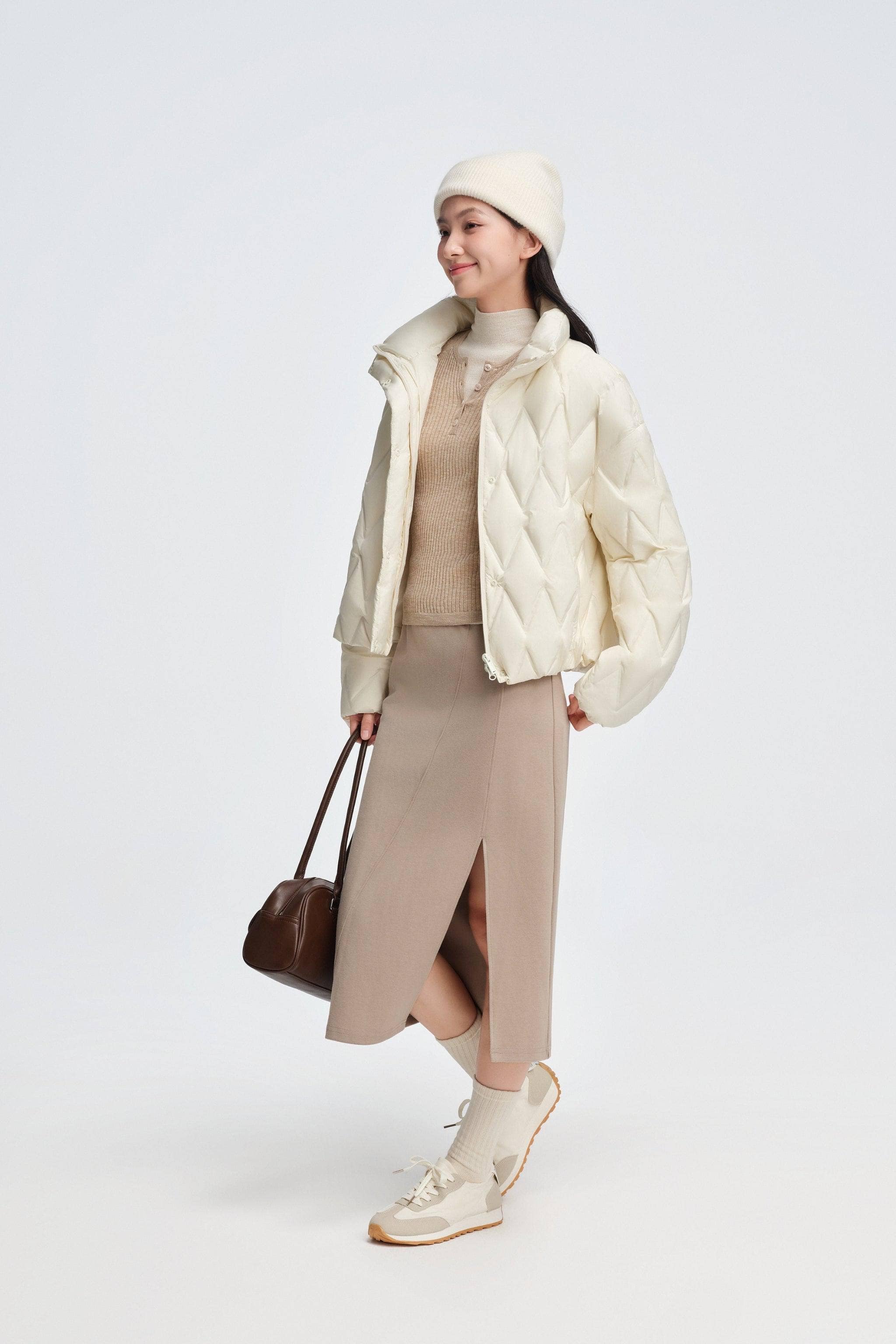 Women's Standing Collar Lightweight Down Jacket - Image 19