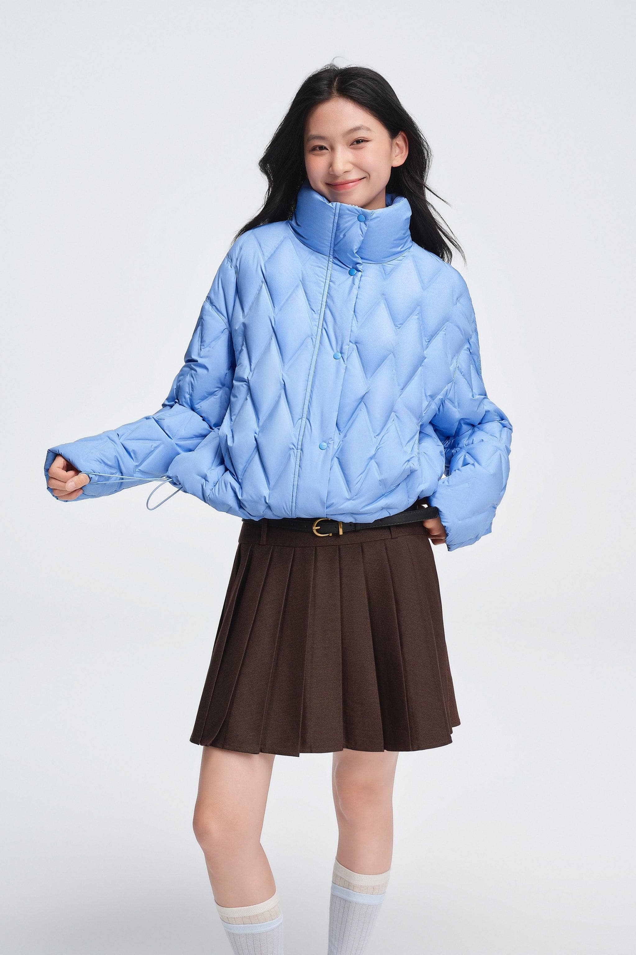 Women's Standing Collar Lightweight Down Jacket - Image 2