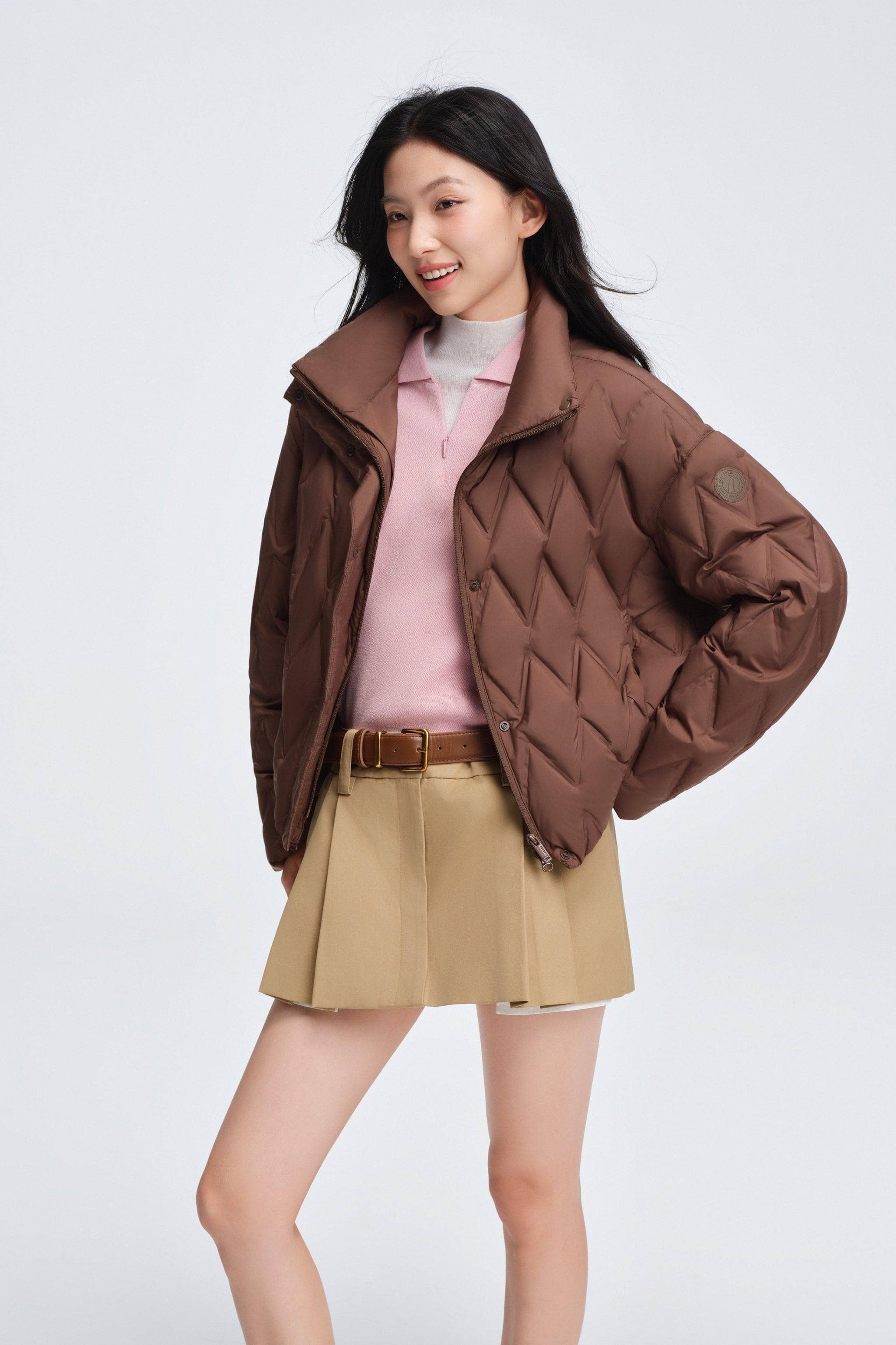 Women's Standing Collar Lightweight Down Jacket - Image 23
