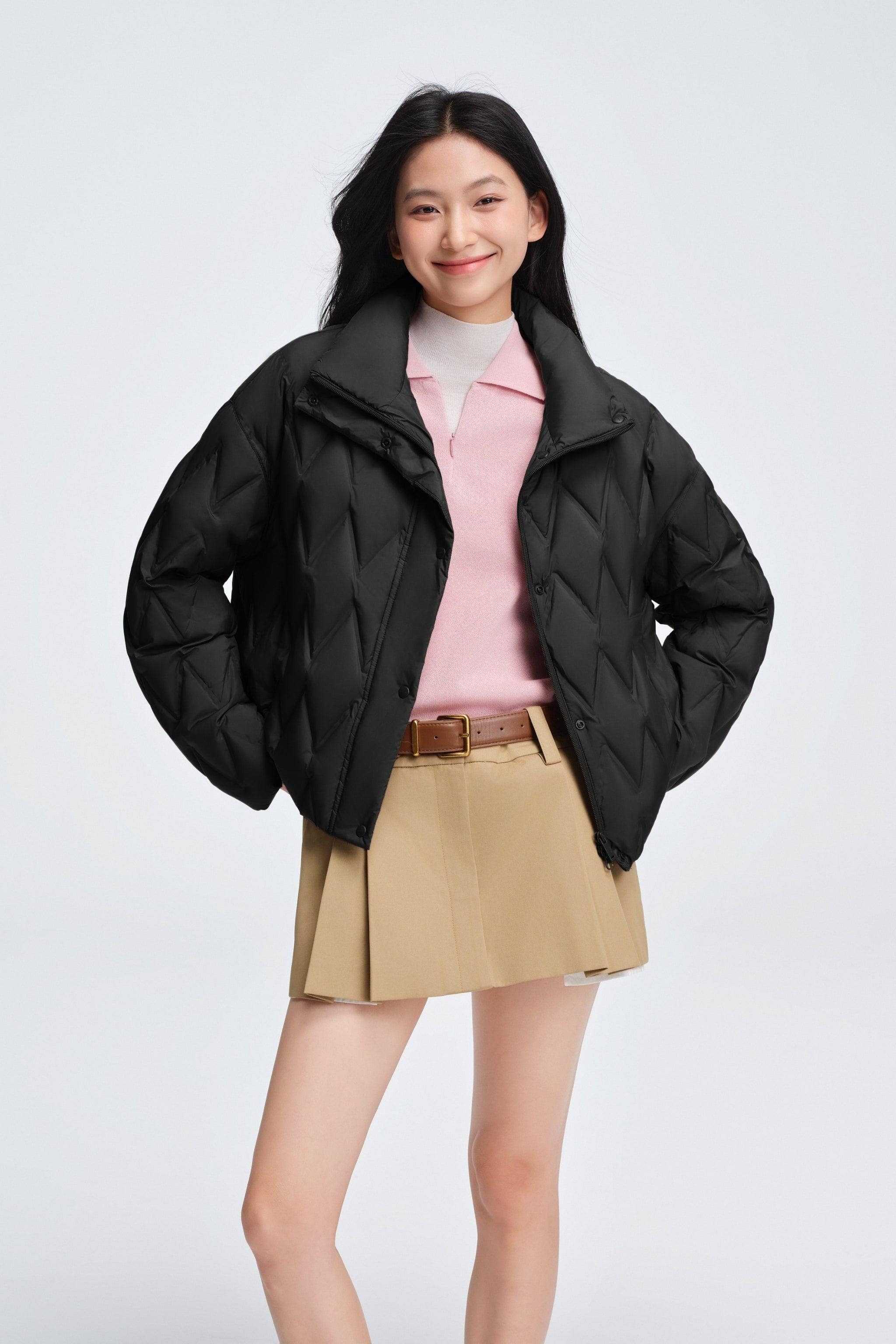 Women's Standing Collar Lightweight Down Jacket - Image 30
