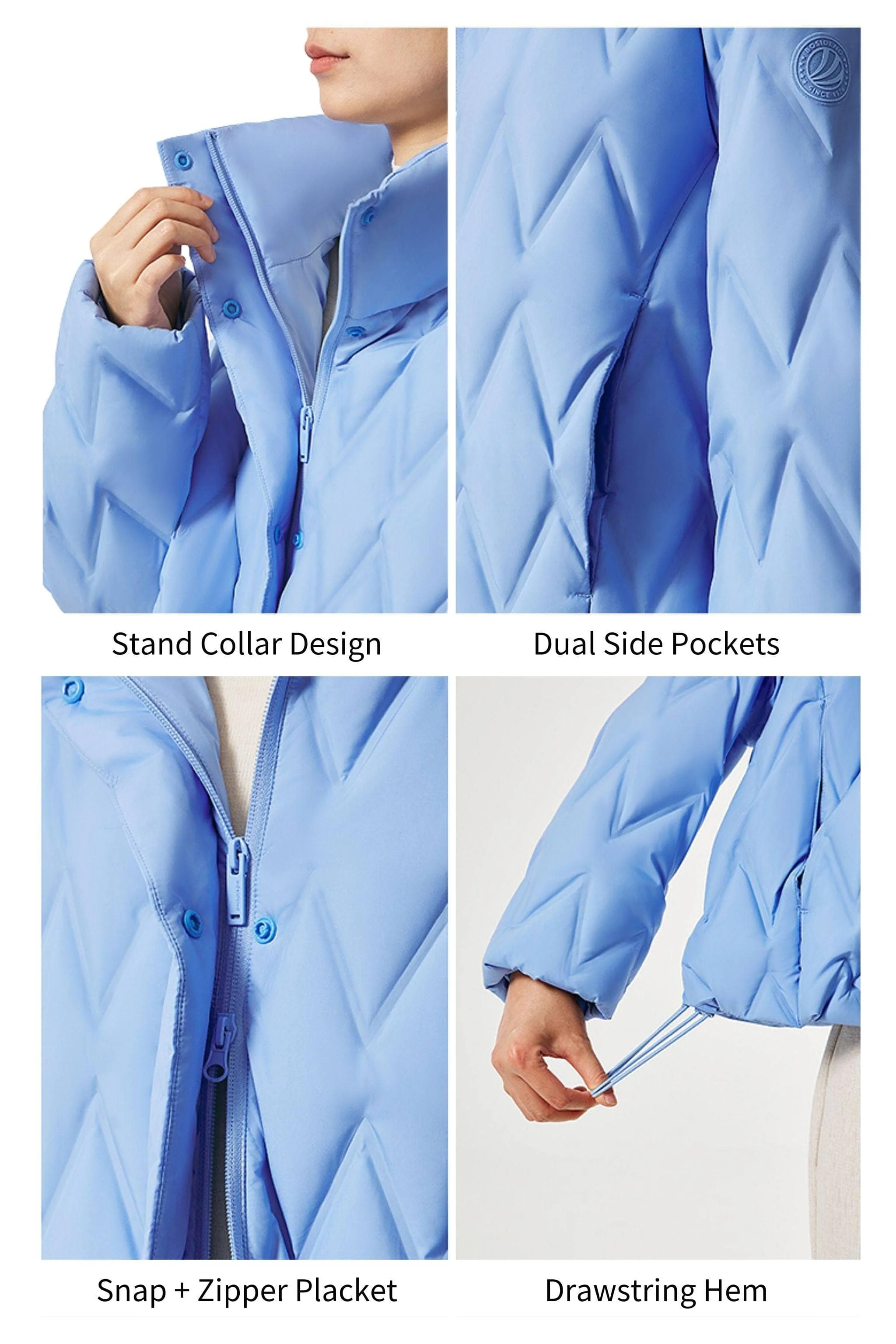 Women's Standing Collar Lightweight Down Jacket - Image 7