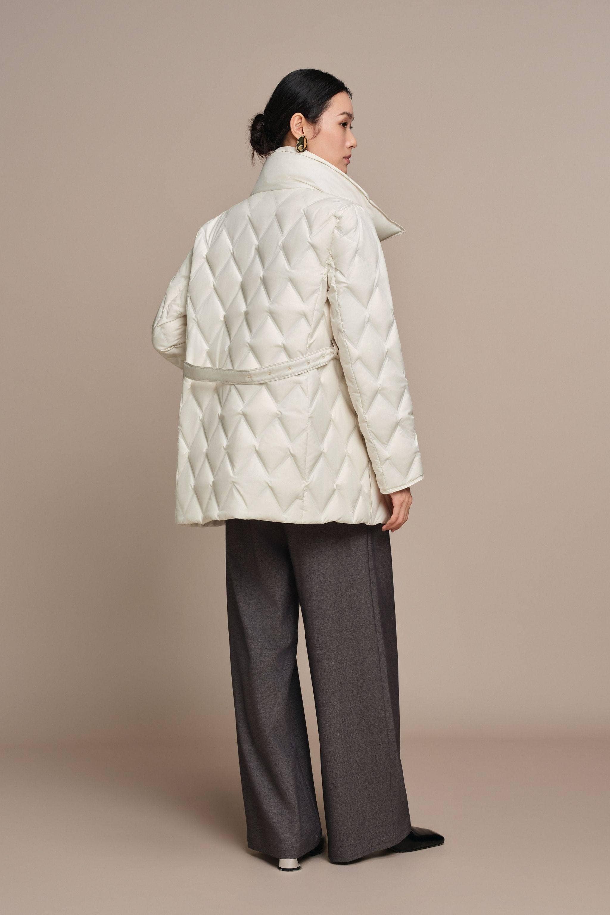 Women's Goose Down Business Jacket With Belt - Image 13
