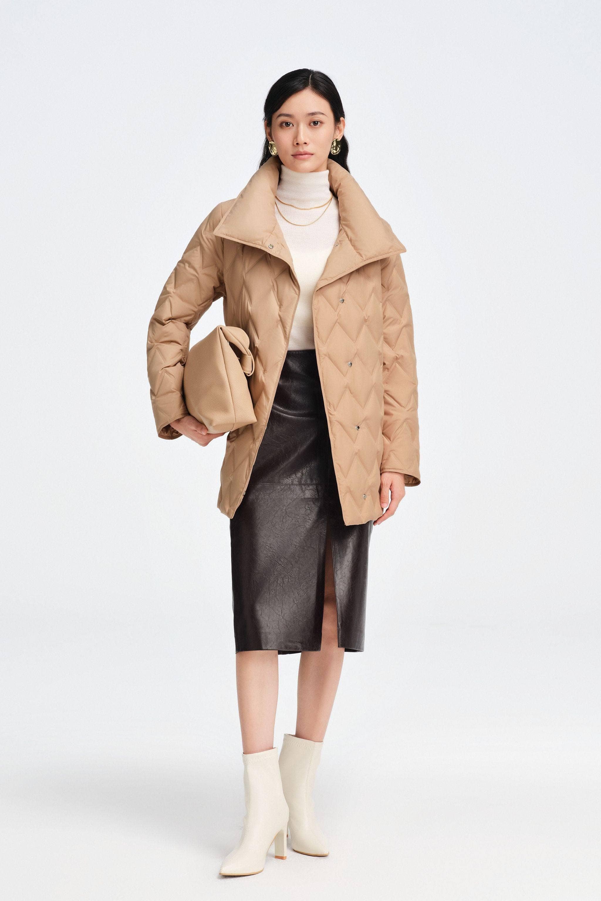 Women's Goose Down Business Jacket With Belt - Image 16