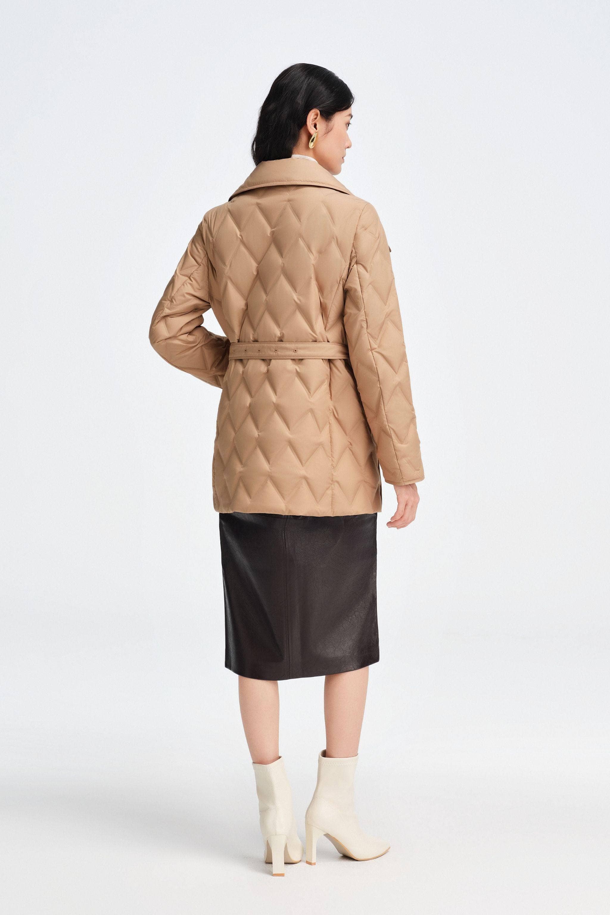 Women's Goose Down Business Jacket With Belt - Image 17