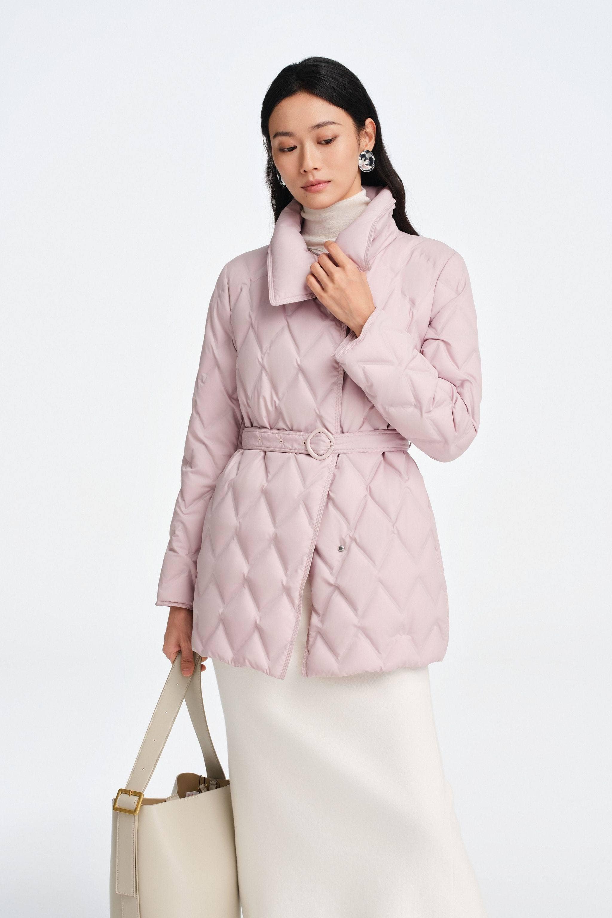 Women's Goose Down Business Jacket With Belt - Image 20
