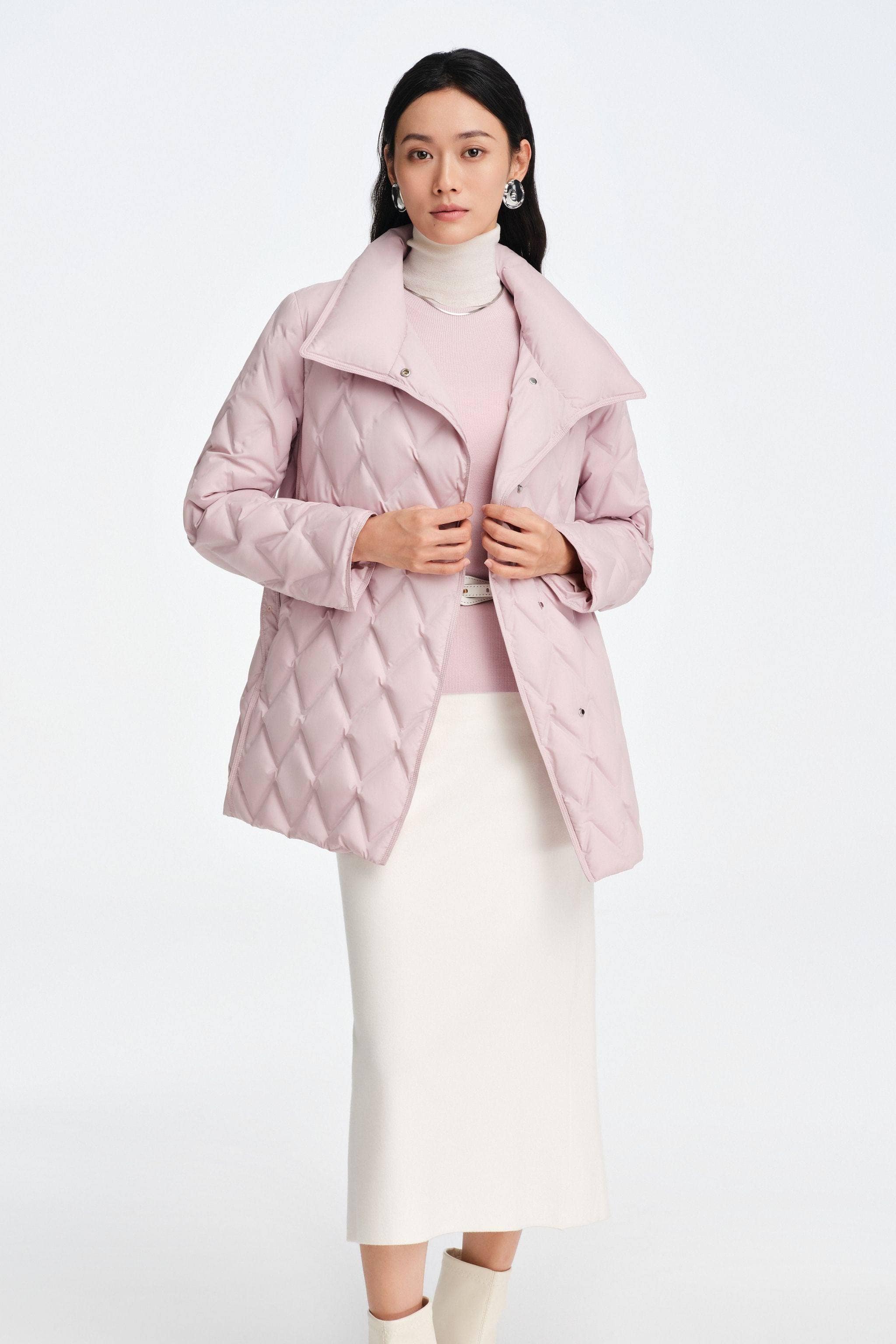 Women's Goose Down Business Jacket With Belt - Image 21
