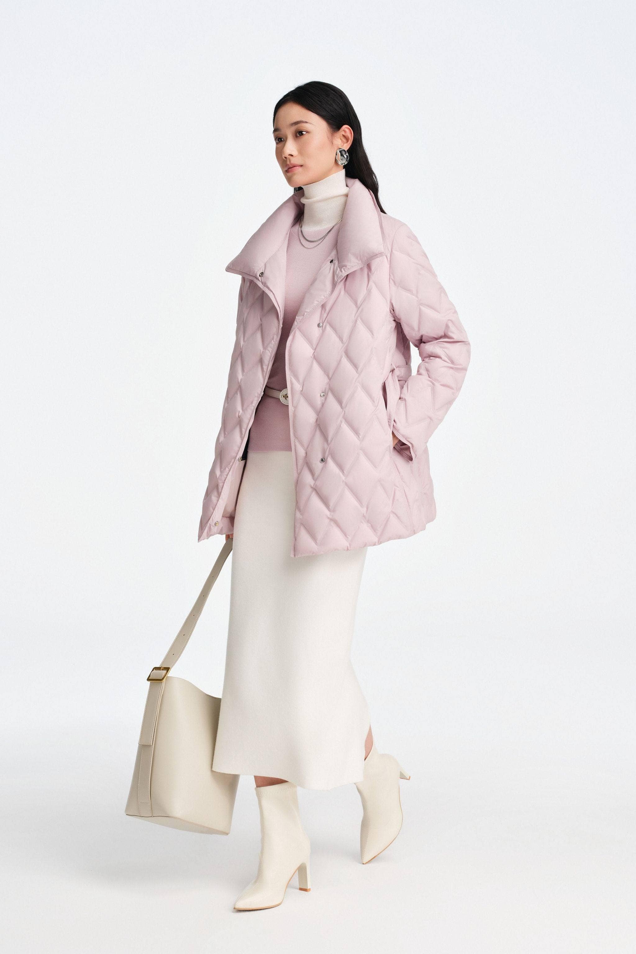 Women's Goose Down Business Jacket With Belt - Image 22